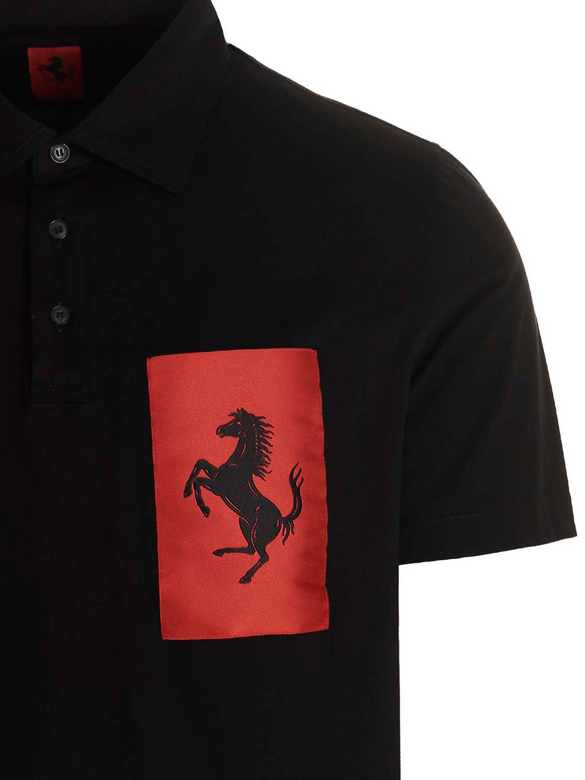 Shop Ferrari Cotton Polo Shirt In Negro