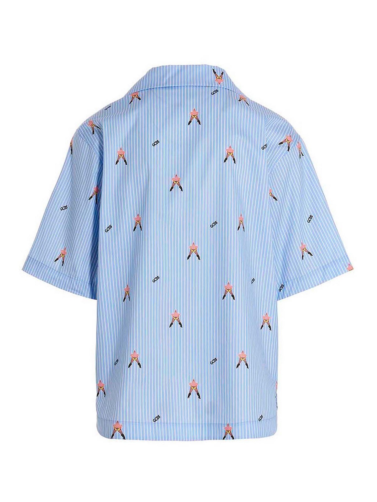 Shop Gcds Spongebob Patrick Star Cotton Shirt In Light Blue