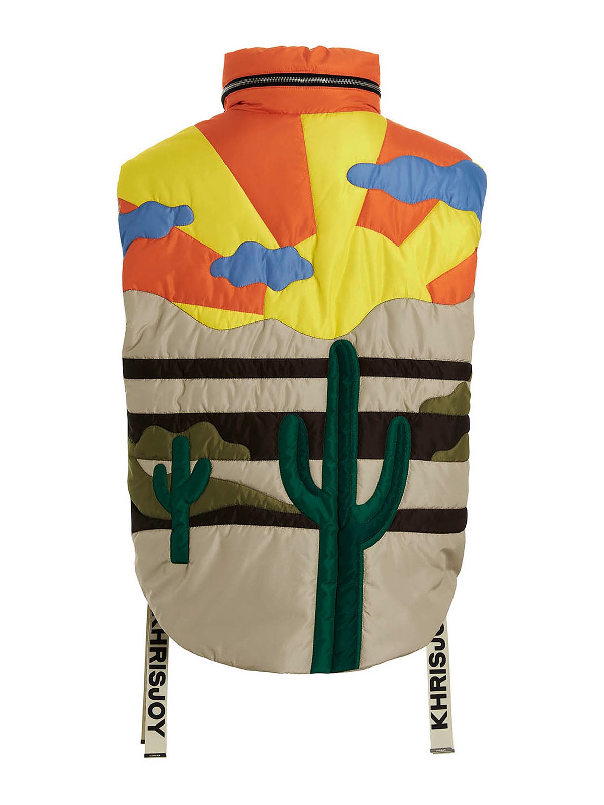 Shop Khrisjoy Oversize Patchwork Colorblock Nylon Vest In Multicolour