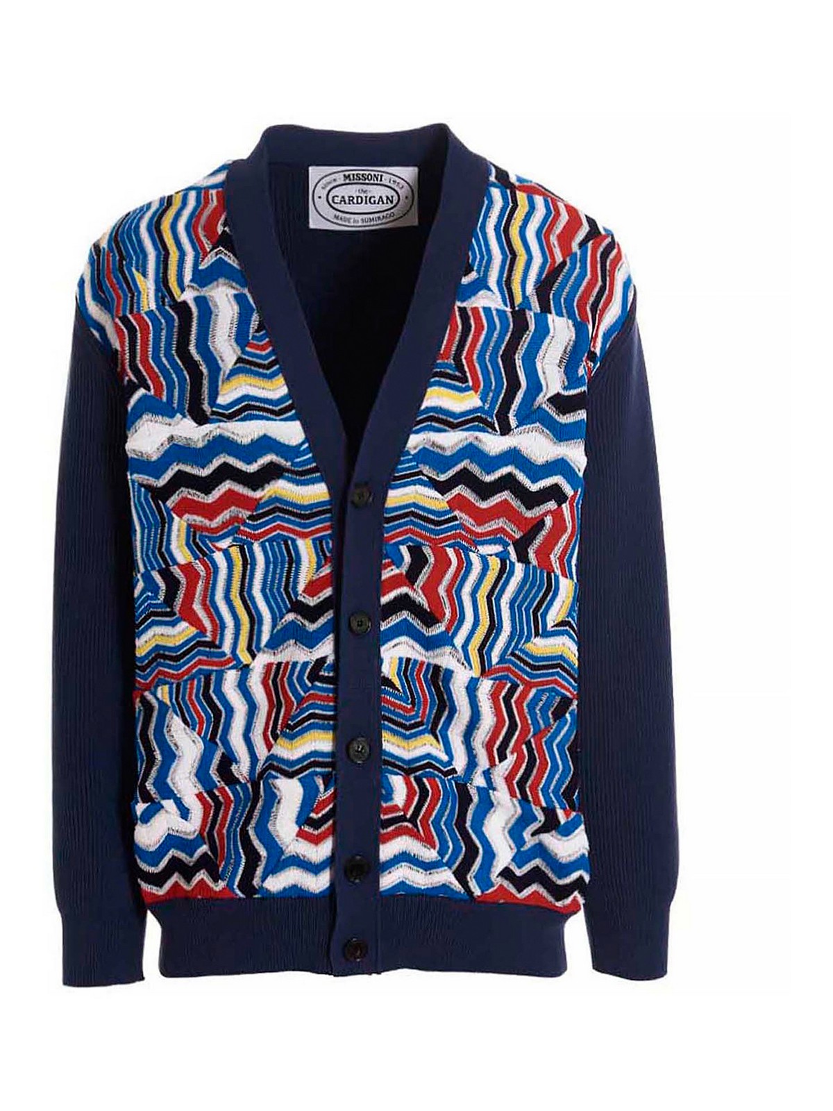 Shop Missoni Cotton Cardigan With Zigzag Pattern In Multicolour
