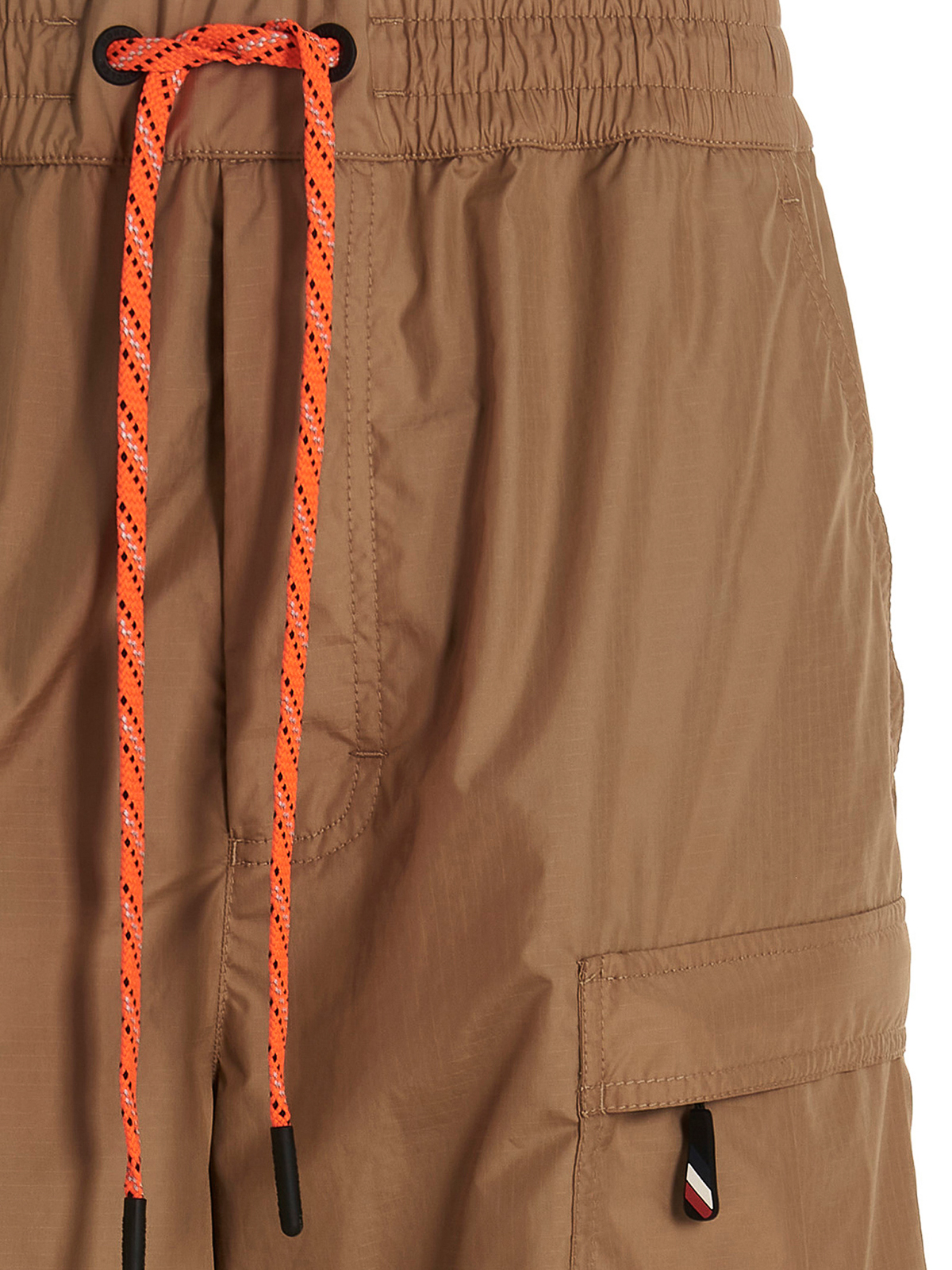Shop Moncler Nylon Cargo Pants With Drawstring In Beige