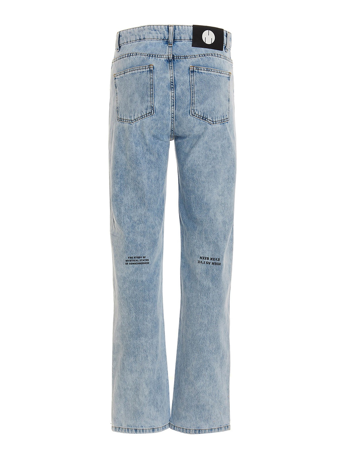 Shop Msftsrep Straight Leg Jeans With Contrast Print In Light Blue