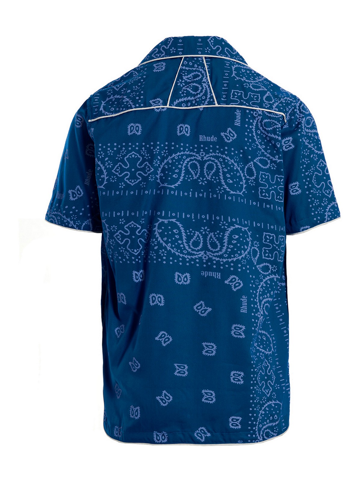 Shop Rhude Tencel Shirt With Bandana Print In Blue