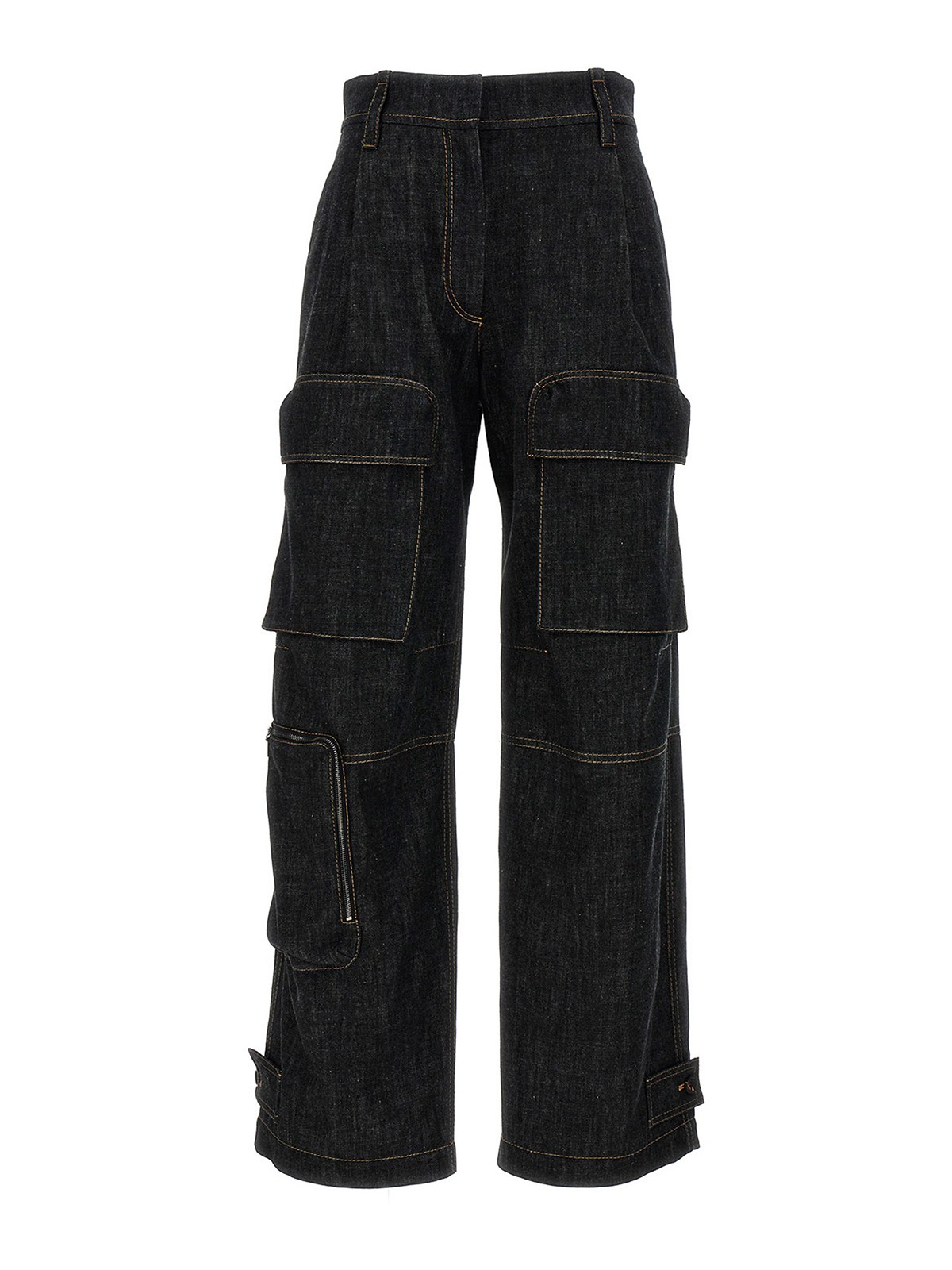 Brunello Cucinelli Denim Cargo Pants With Monili Belt Loop In Black