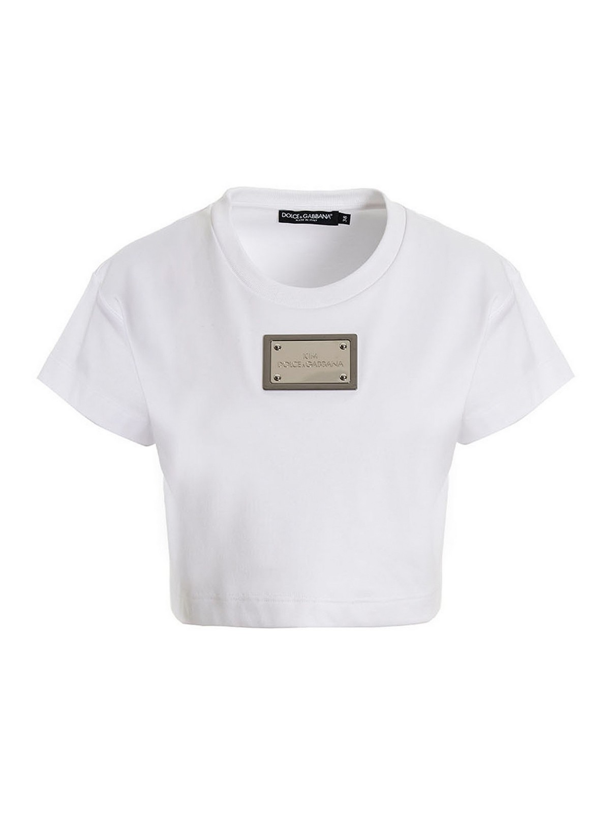 Shop Dolce & Gabbana Logo Cropped T-shirt In Blanco