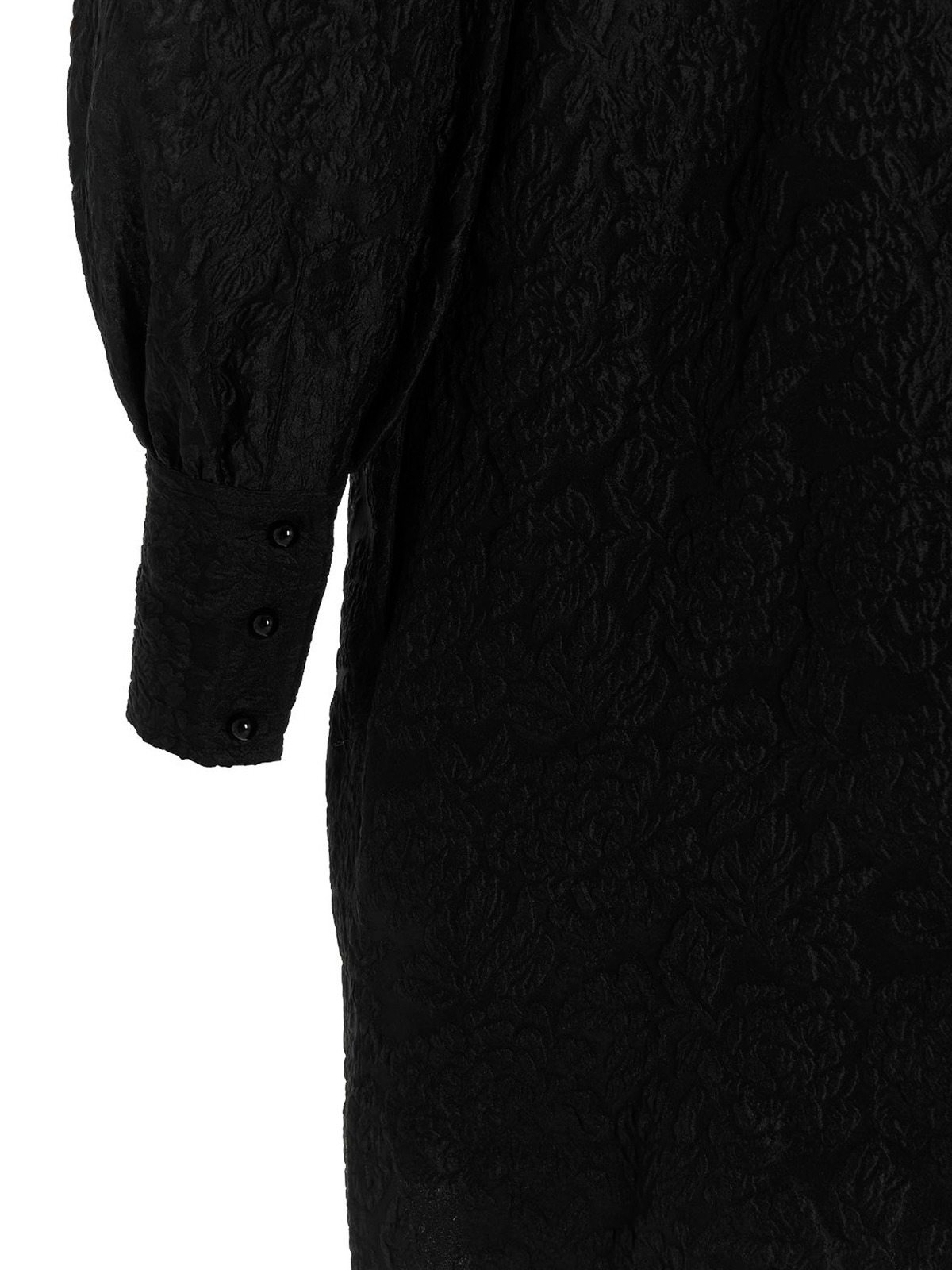 Shop Ganni Taffeta Dress With All-over Jacquard In Black