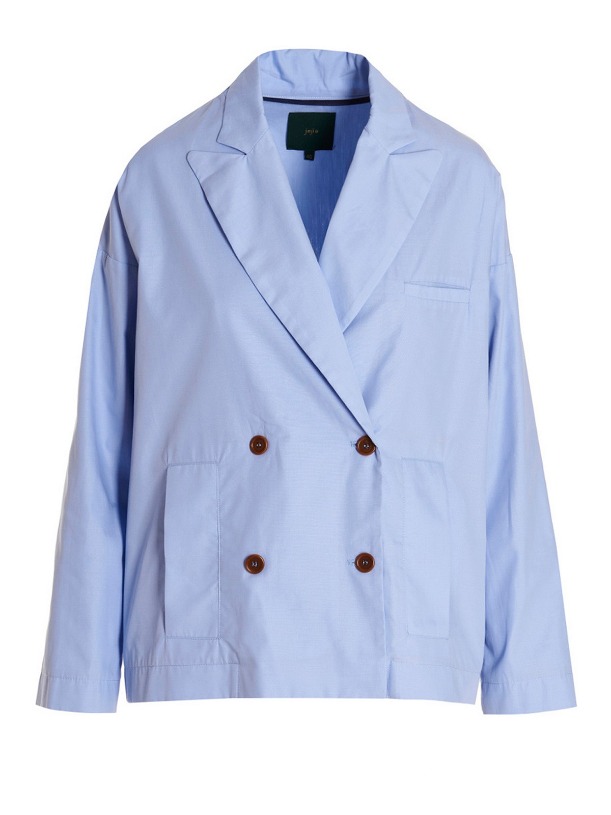 Shop Jejia Cotton Double-breasted Blazer Jacket In Light Blue