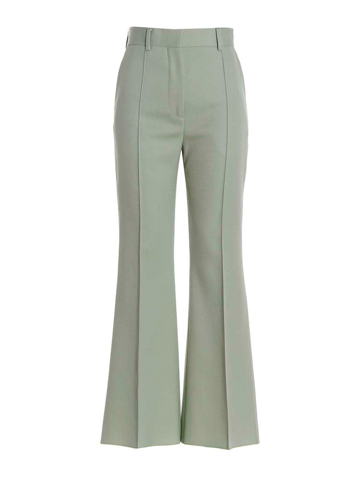 Shop Lanvin Flared Tailored Wool Pants In Green