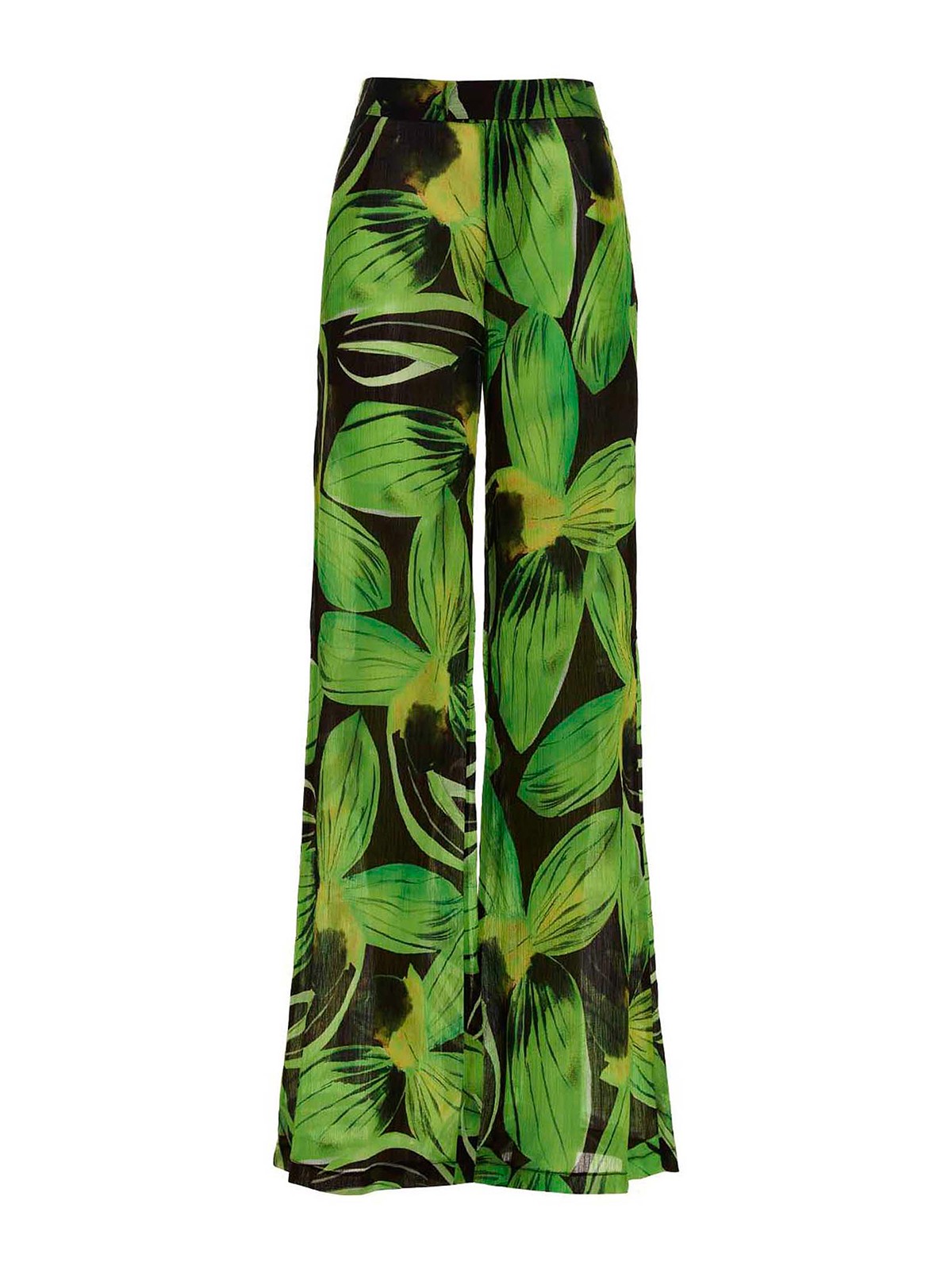 Shop Louisa Ballou Wide Leg Silk Blend Pants In Verde