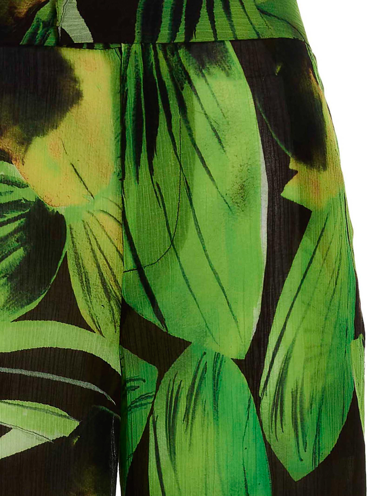 Shop Louisa Ballou Wide Leg Silk Blend Pants In Verde