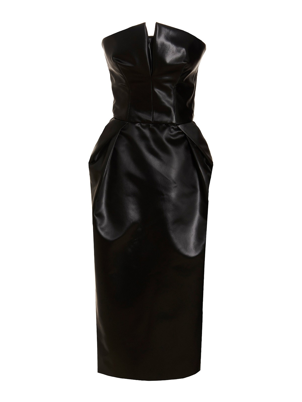 Maison Margiela Zippered Satin Midi Dress With Shawl In Black