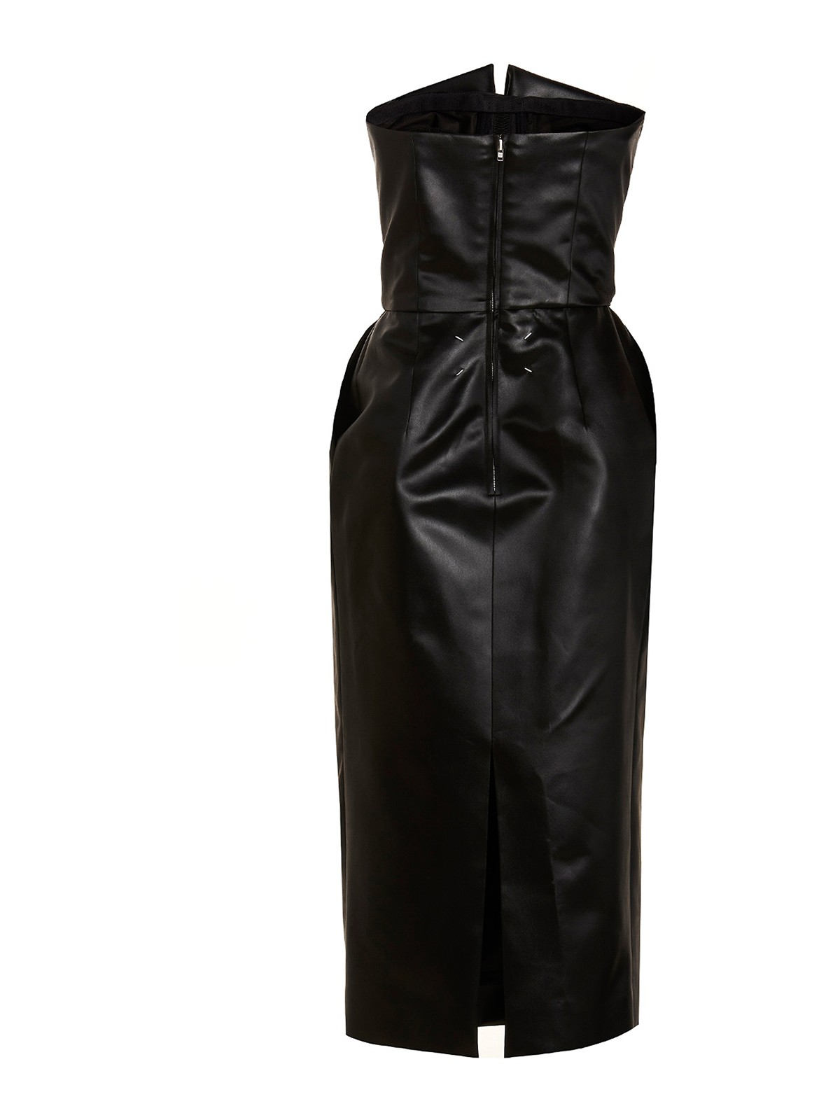 Shop Maison Margiela Zippered Satin Midi Dress With Shawl In Black