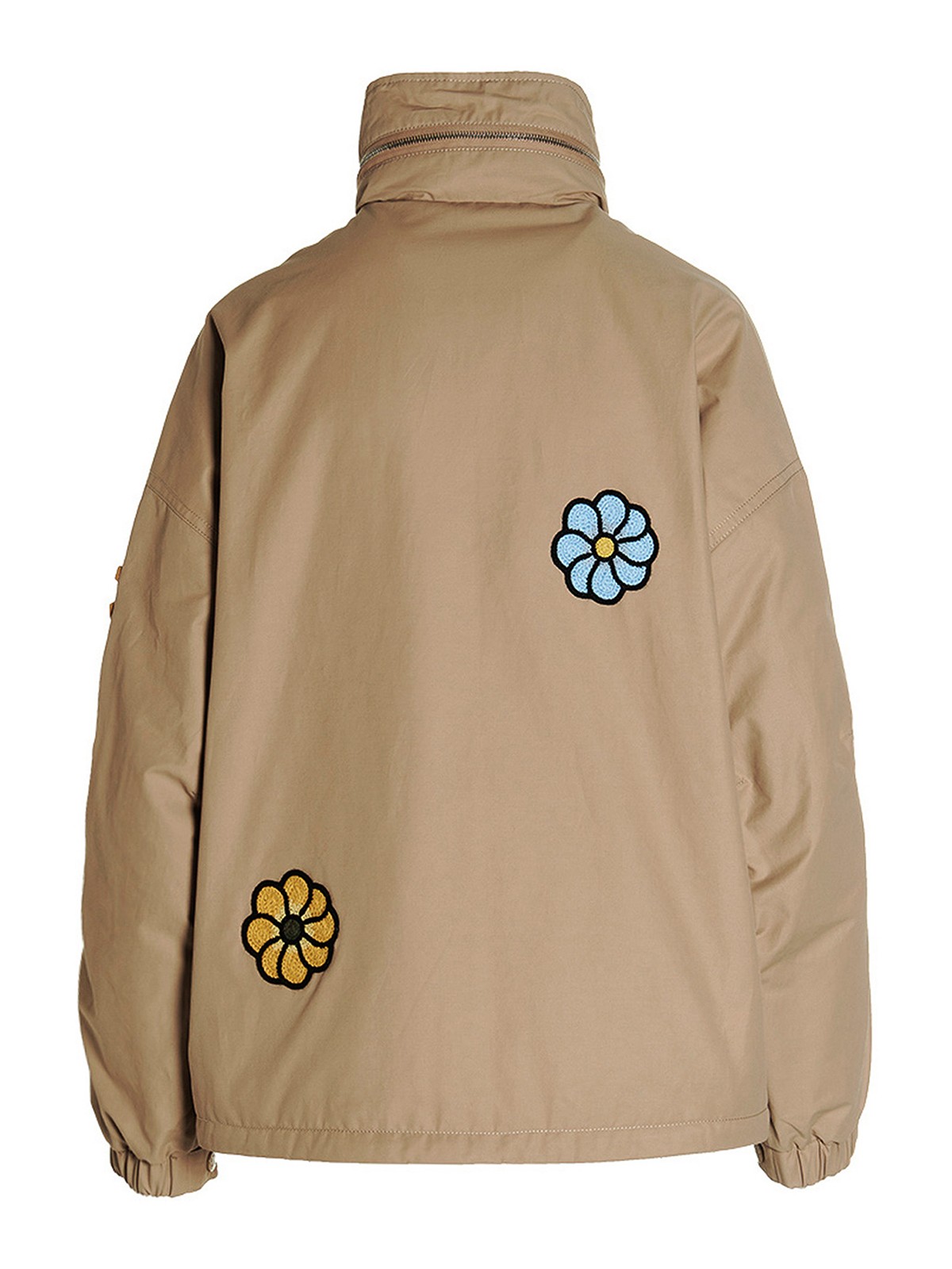 Shop Moncler Floral Embroidered Delamont Jacket In Beige