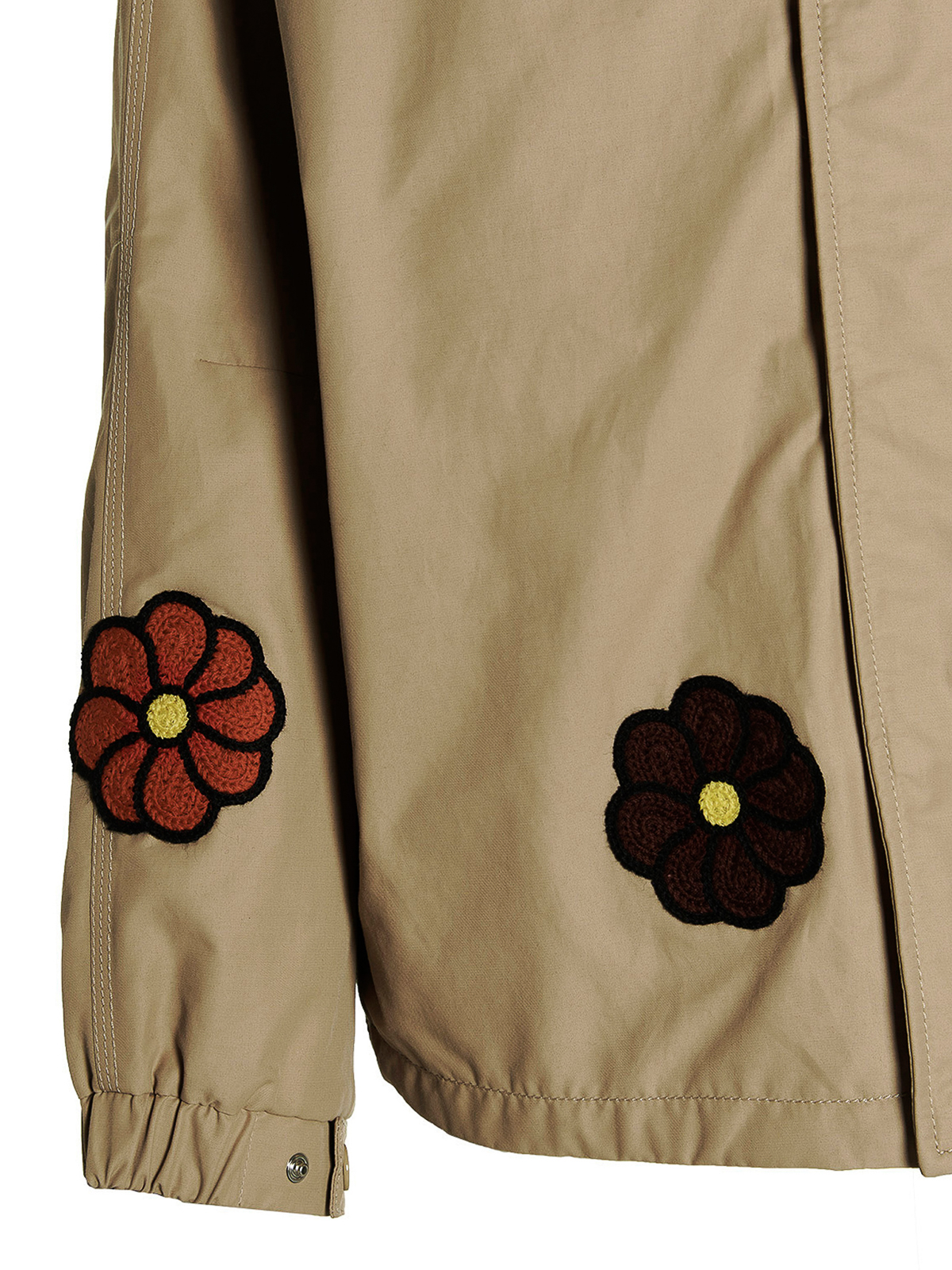 Shop Moncler Floral Embroidered Delamont Jacket In Beige