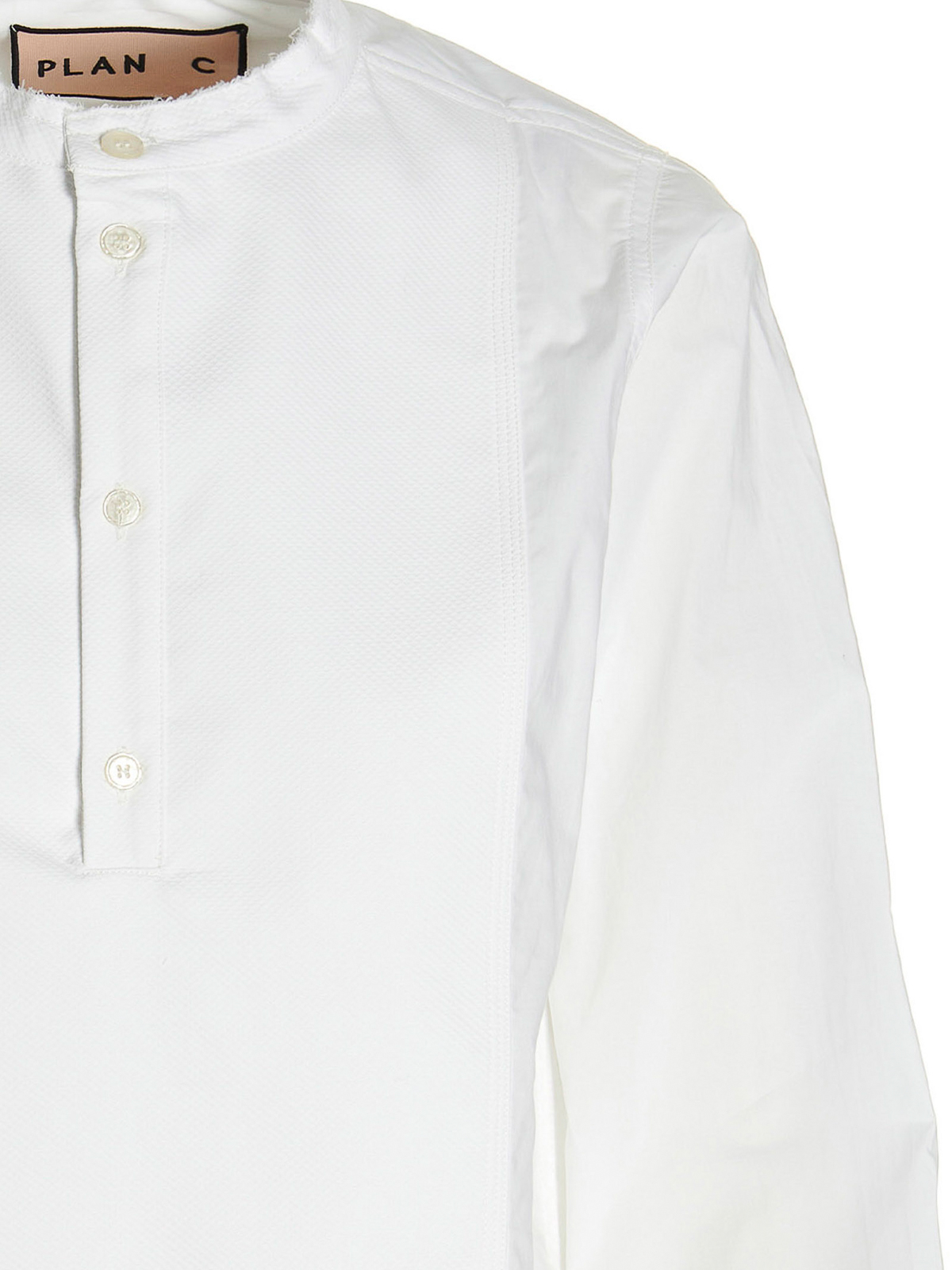 Shop Plan C Popline Cotton Shirt In Blanco