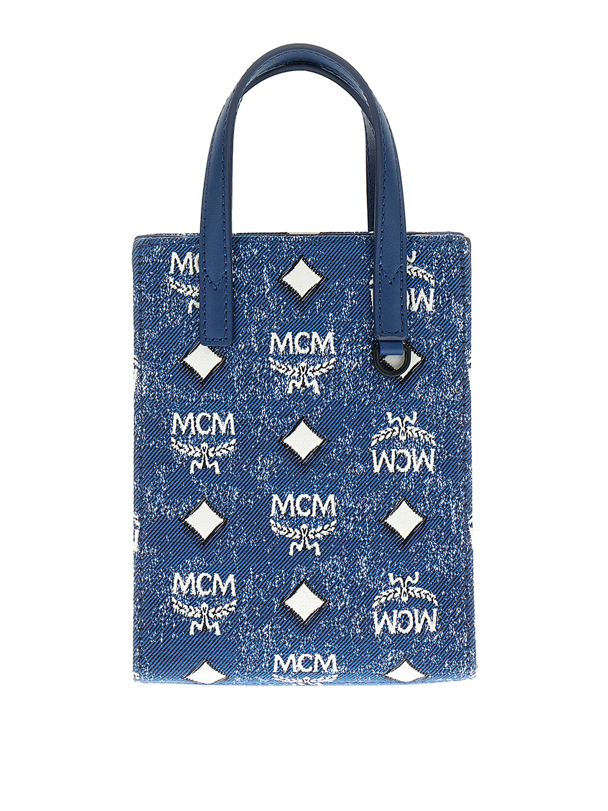 Mcm Mini Denim Messenger Bag In Blue