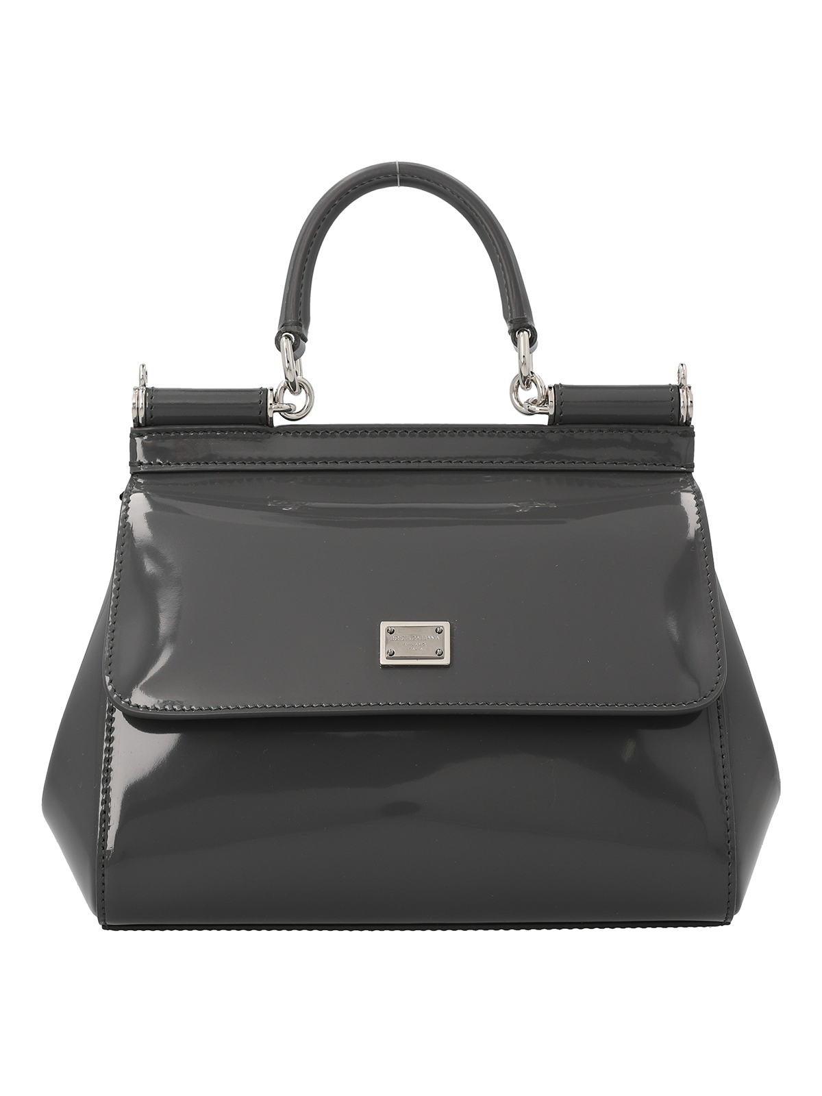 Dolce & Gabbana Logo Leather Handbag In Grey