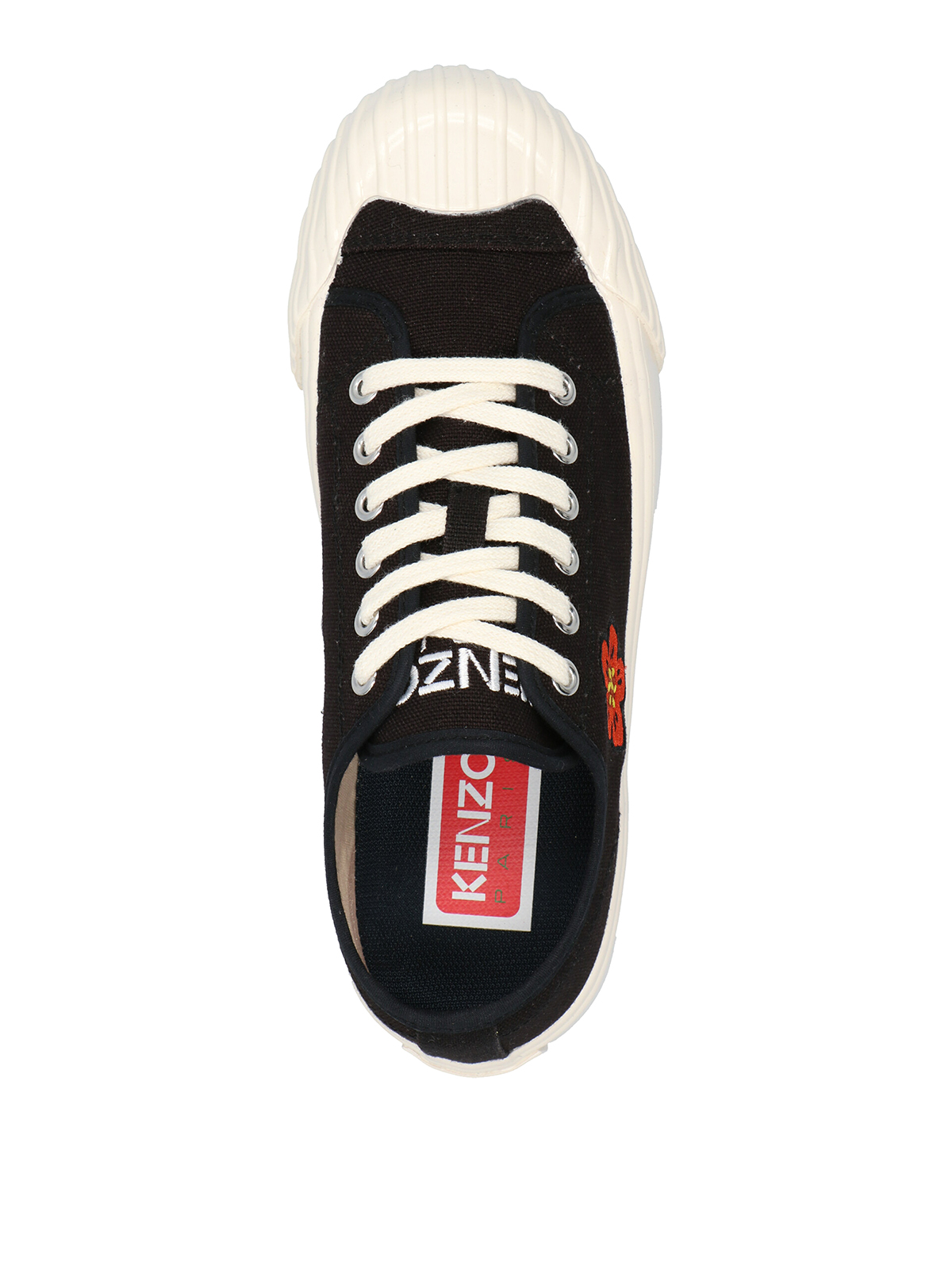 Shop Kenzo Embroidered Logo Sneakers In Black