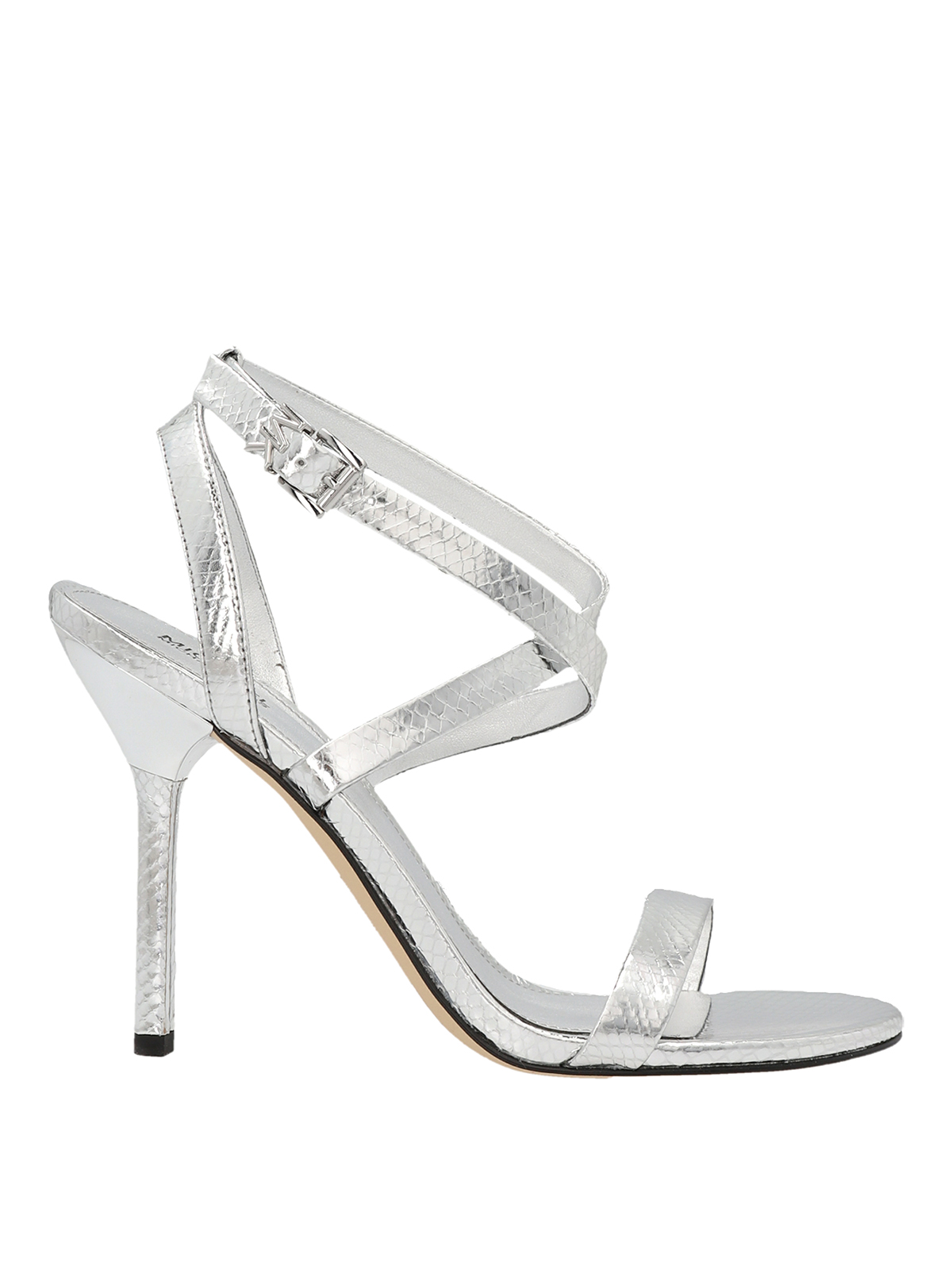 Michael Kors Leather Sandals In Silver