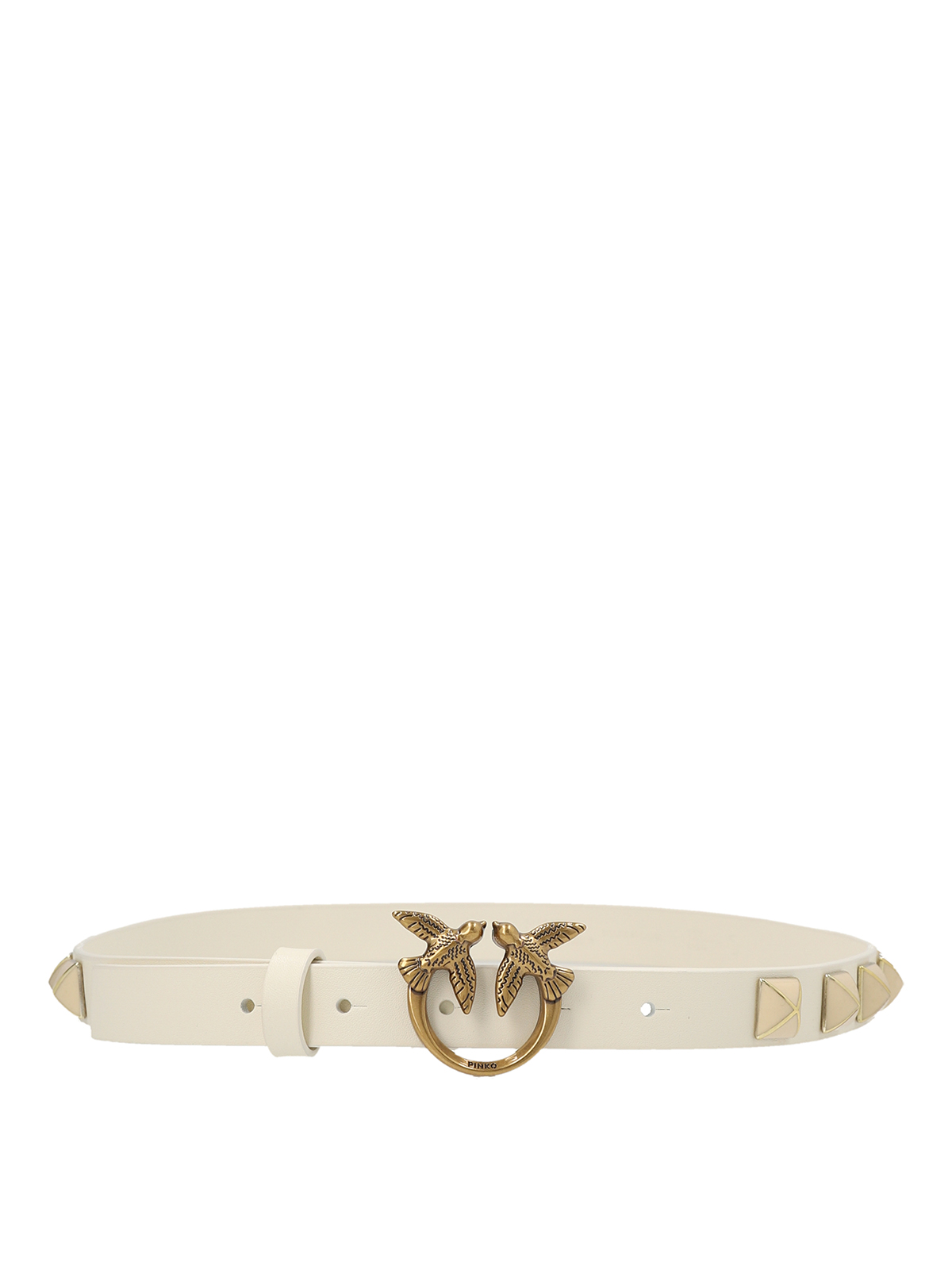 PINKO Calf Leather Regular Belt Women White Belts 3-cm belt with studs | Pinko main image 4