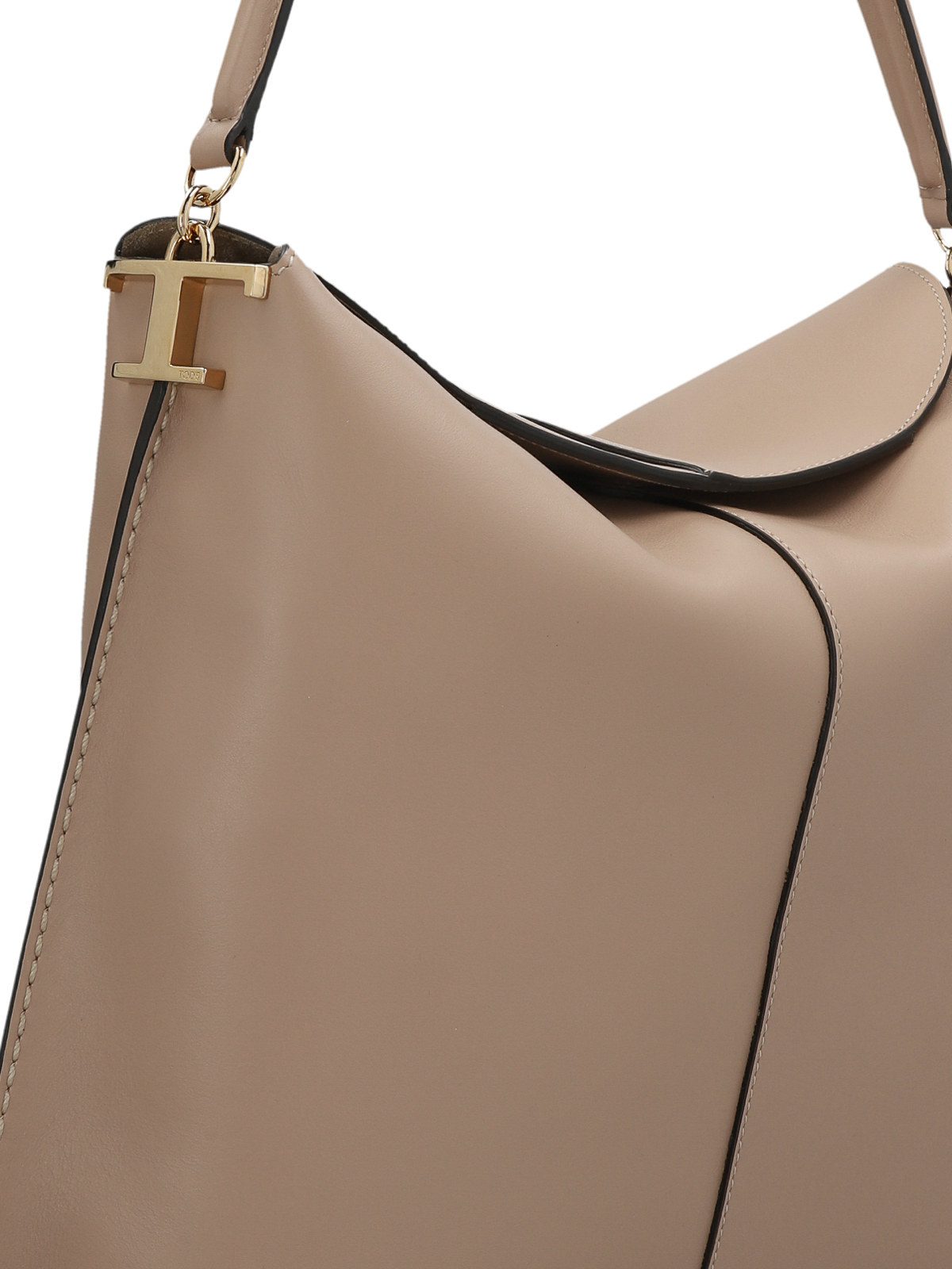 Shop Tod's Leather Shoulder Bag In Beis