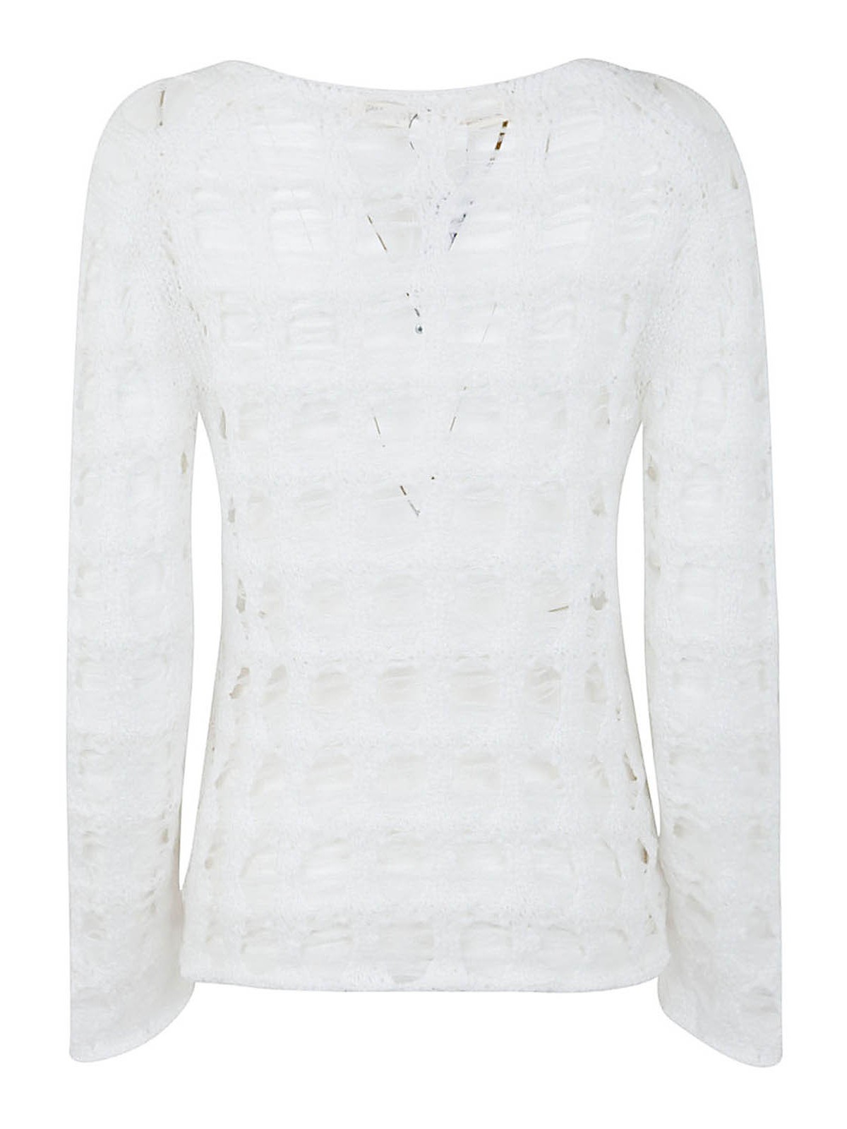 Shop Comme Des Garçons Knitted V-neck Pullover In White