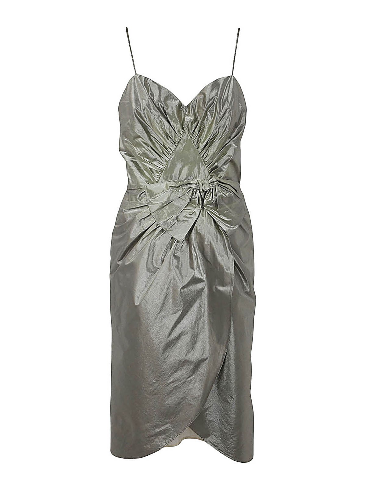 Shop Maison Margiela Wrickled Effect Midi Dress In Metallic