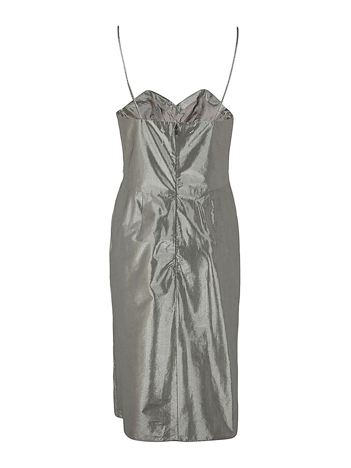 Shop Maison Margiela Wrickled Effect Midi Dress In Metallic