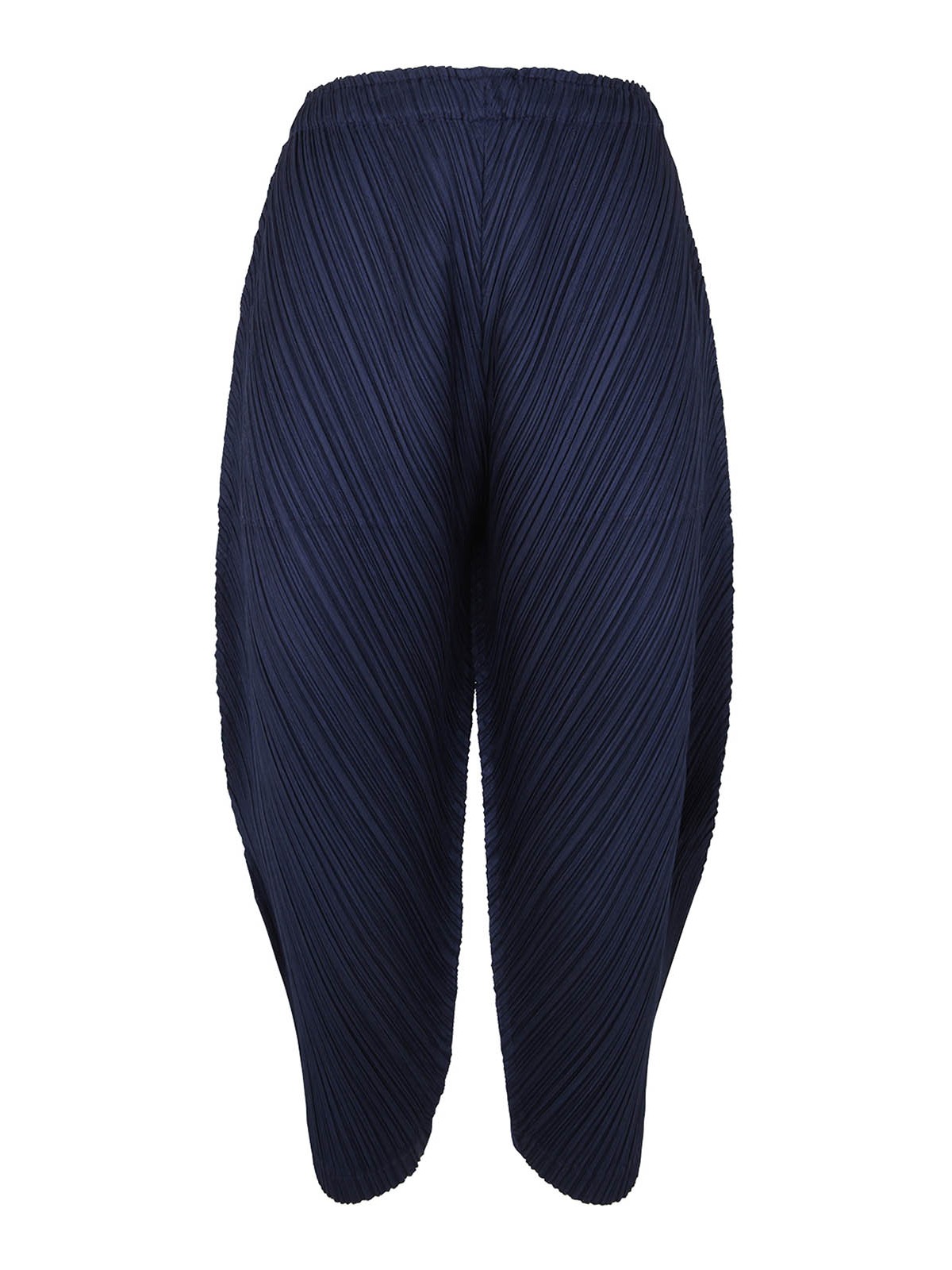 Issey Miyake Thicker Bottoms Pleated Wide Leg Crop Pants In Blue