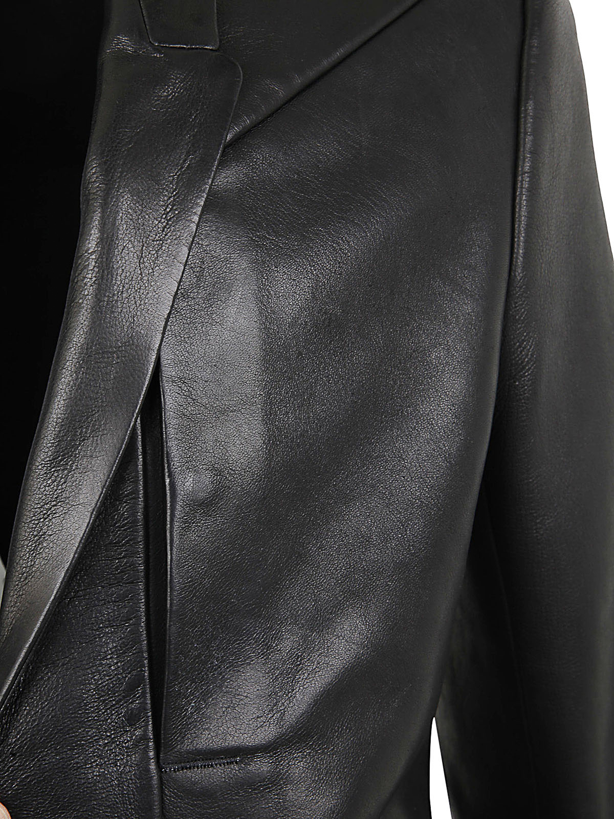 RickOwensFOGPOCKET★46★RR01C4724CVSL Rick Owens Leather pocket soft blazer - Black | RR01C4724LNV09