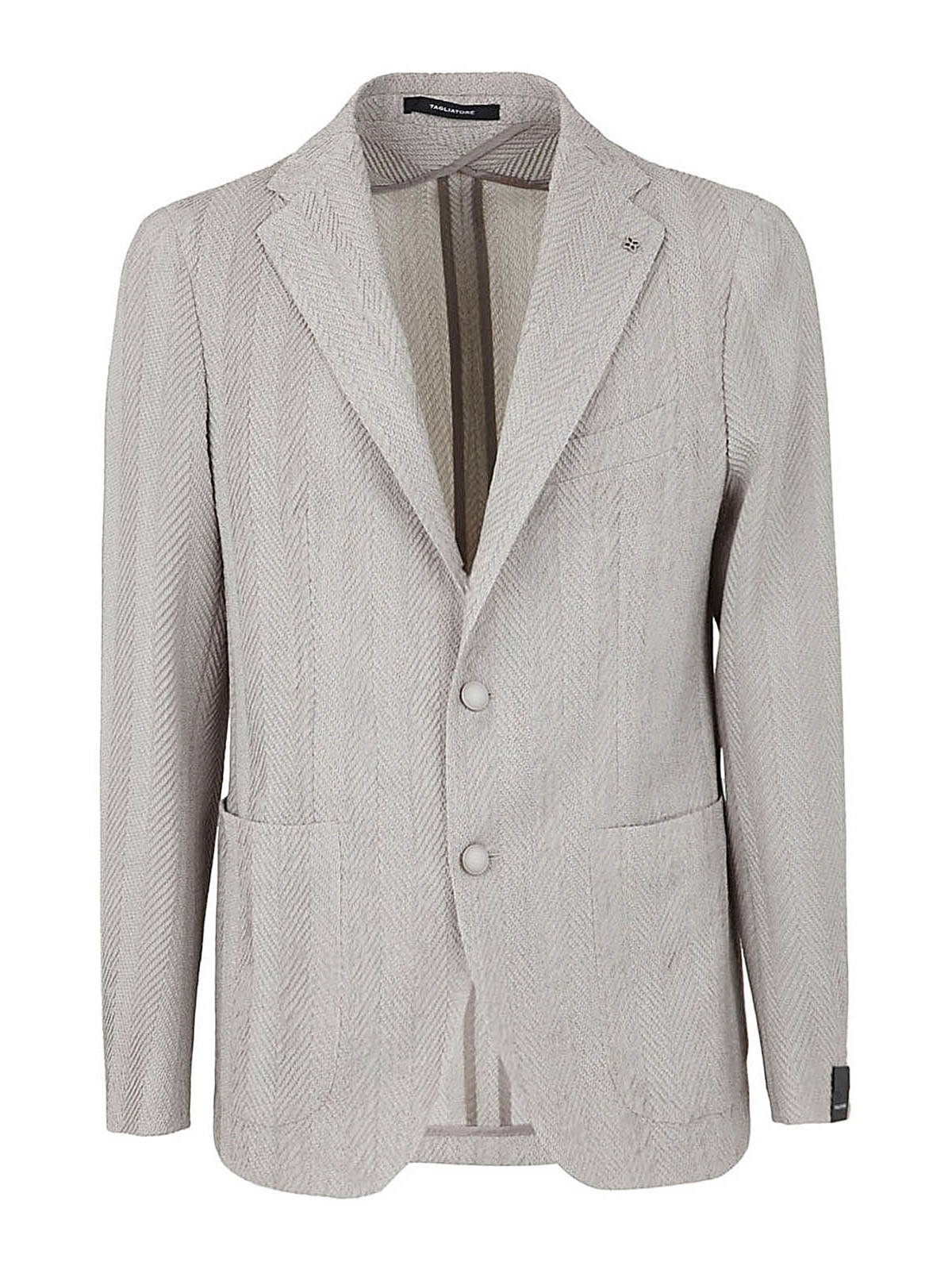 Shop Tagliatore Single Breasted Twilled Jacket In Gris