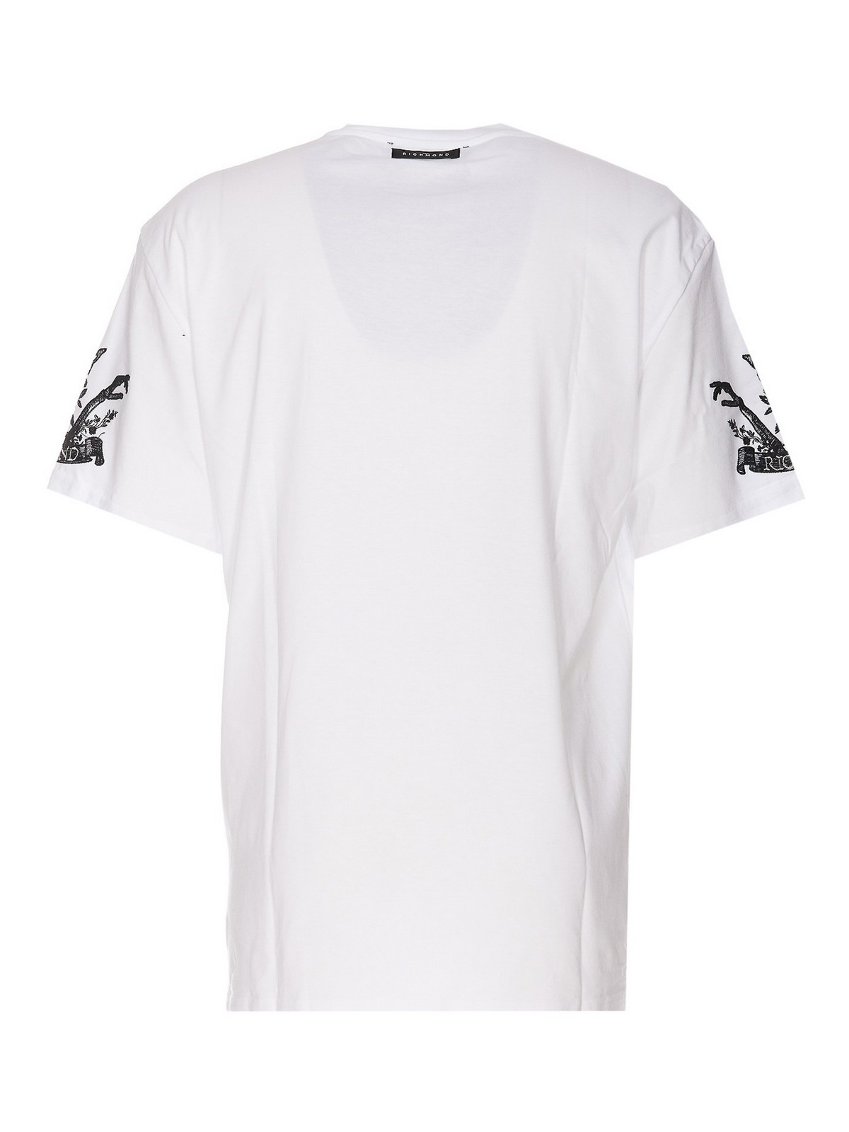 strejke at tilbagetrække Grønthandler T-shirts John Richmond - Embroidered cotton T-shirt - RMP23094TSWHITE