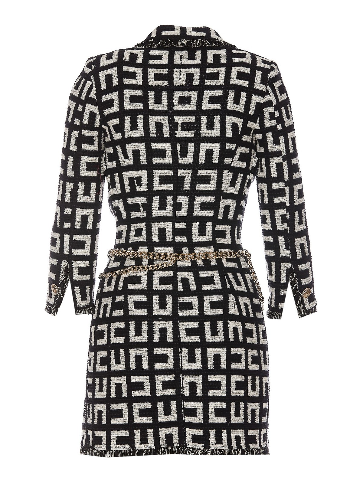 Elisabetta Franchi Monogram-print Asymmetric Dress In Grey