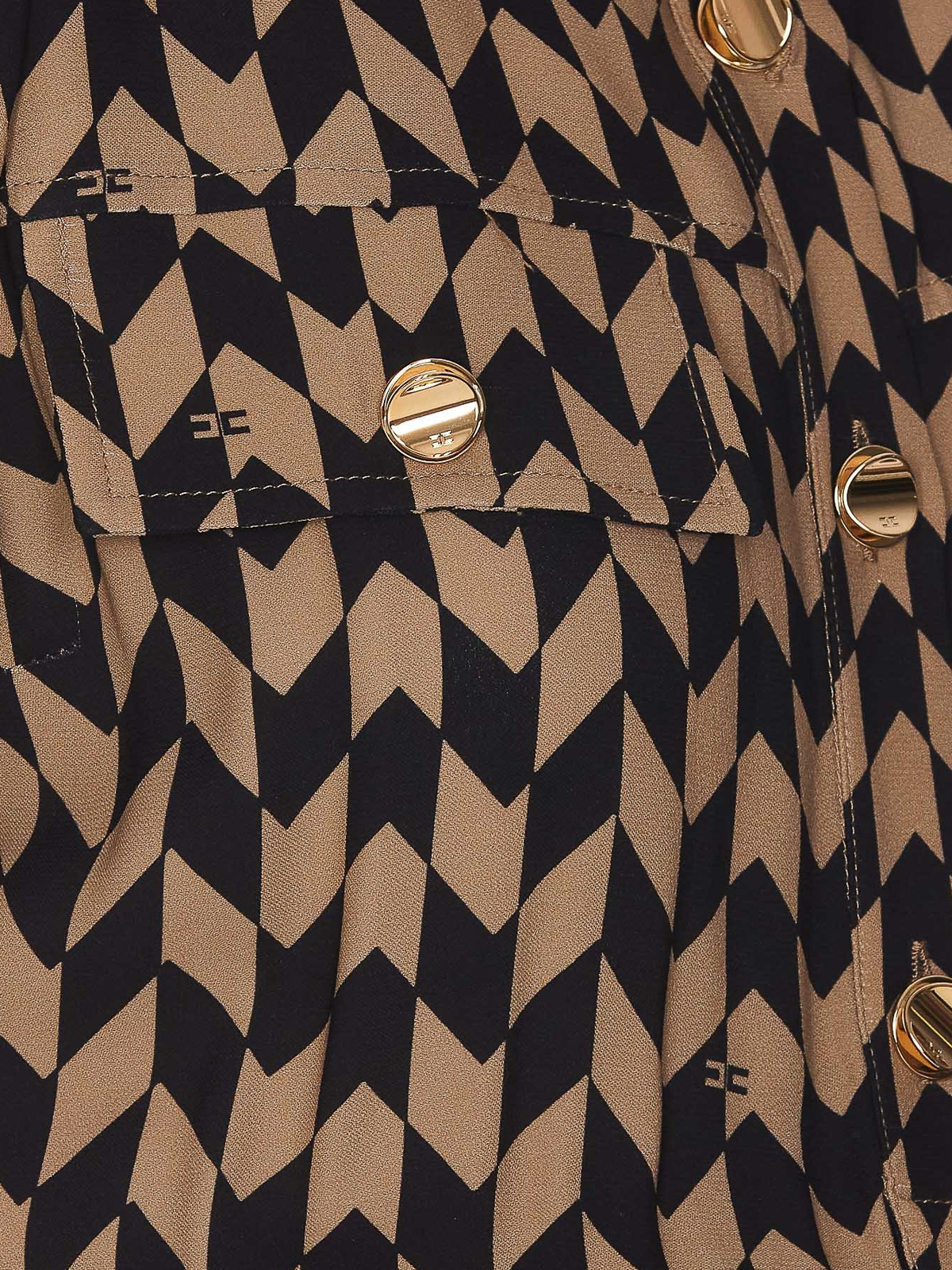 【★完売必至★】ELISABETTA FRANCHI ☆ ウールトラウザーズ Elisabetta Franchi Ear print chemisier dress - Brown
