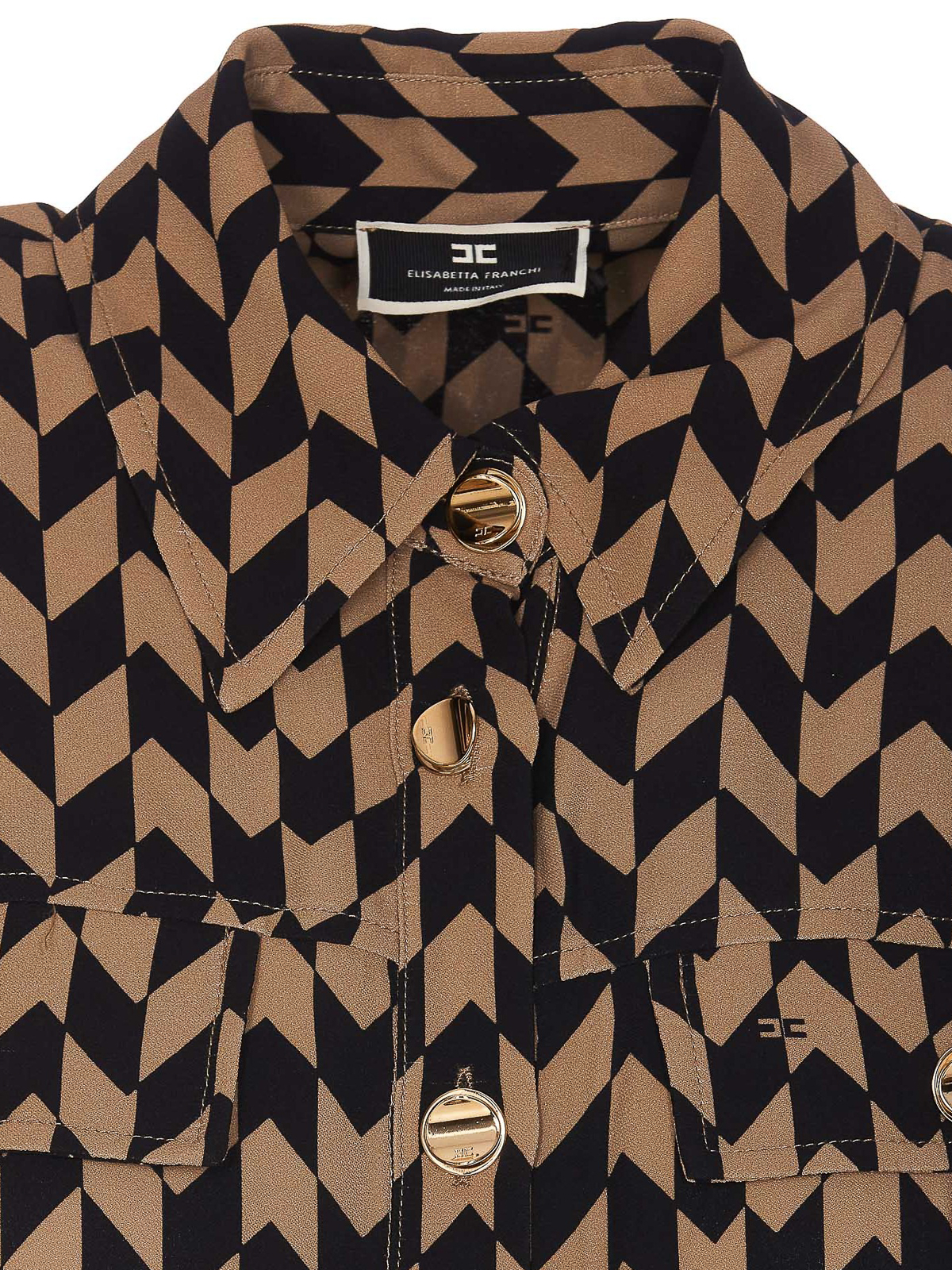 Elisabetta Franchi Ear print chemisier dress - Brown