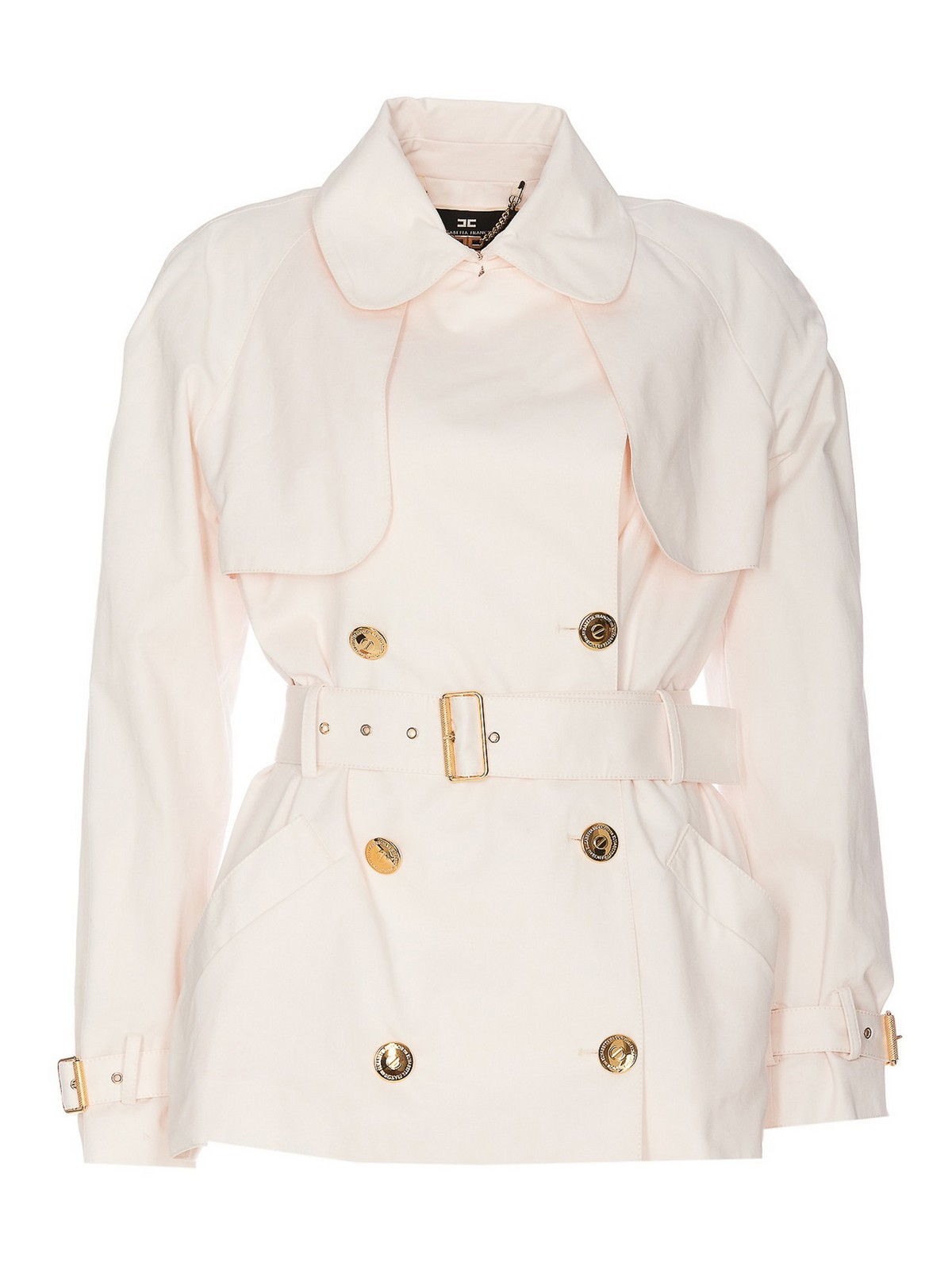 Elisabetta Franchi Double Breasted Jackets In White