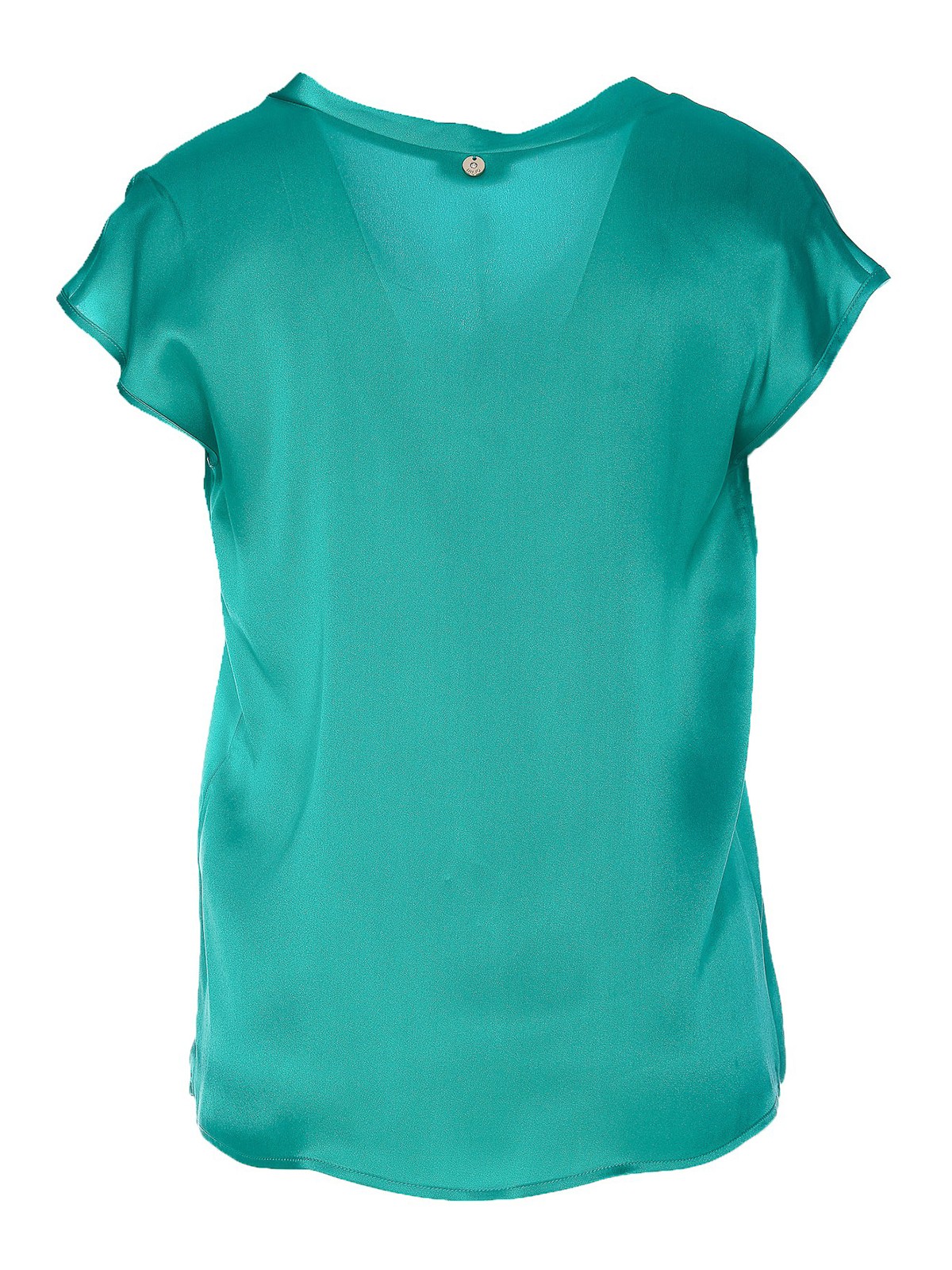 Shop Liu •jo V-neck Silk T-shirt In Green