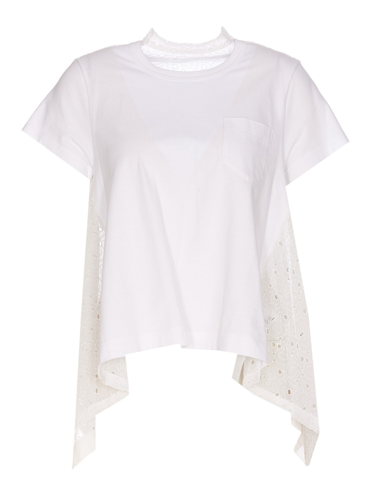 Sacai Asymmetric Crew Neck T-shirt In White | ModeSens