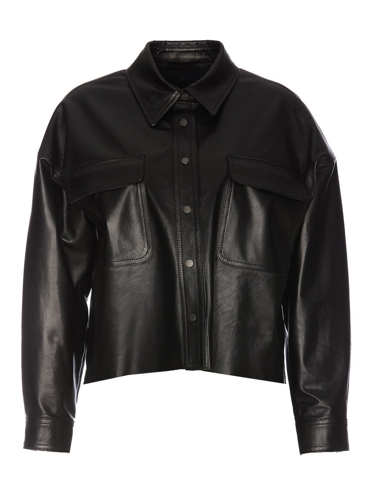 レザージャケット・コート SALVATORE SANTORO Women Leather Jackets 48005 DBLACK Black Salvatore Santoro Leather cropped jacket - Black