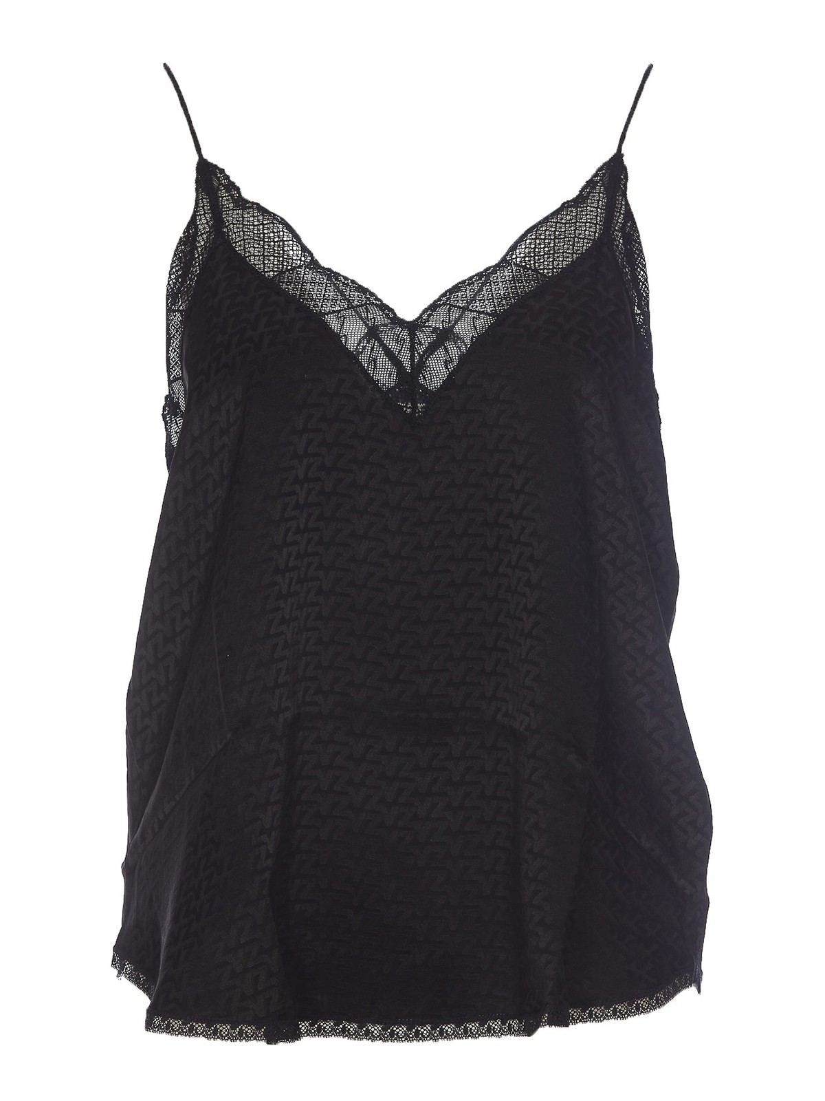 Shop Zadig & Voltaire Lace Detailed Printed Top In Black