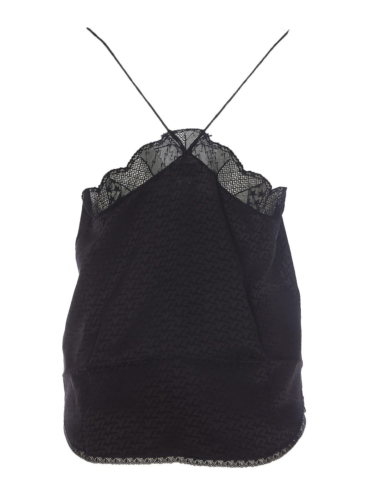 Shop Zadig & Voltaire Lace Detailed Printed Top In Black