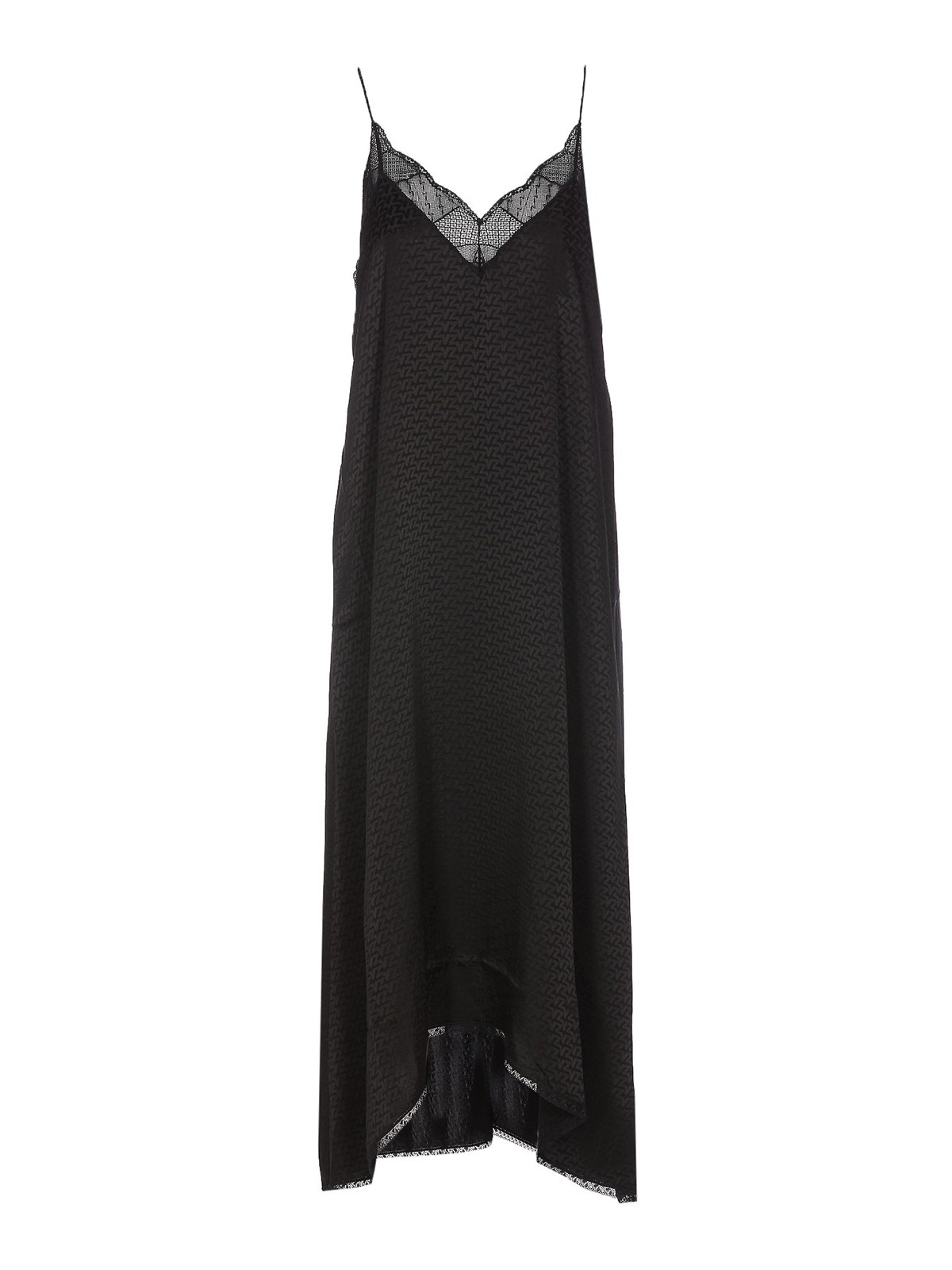 Zadig & Voltaire Risty Monogram-jacquard Slip Dress In Negro