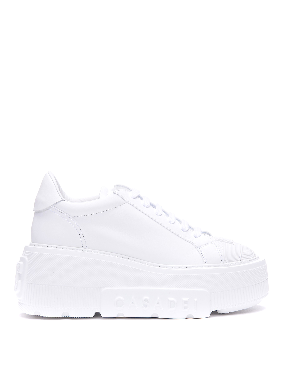 Shop Casadei Tiffany Leather Sneakers In Blanco