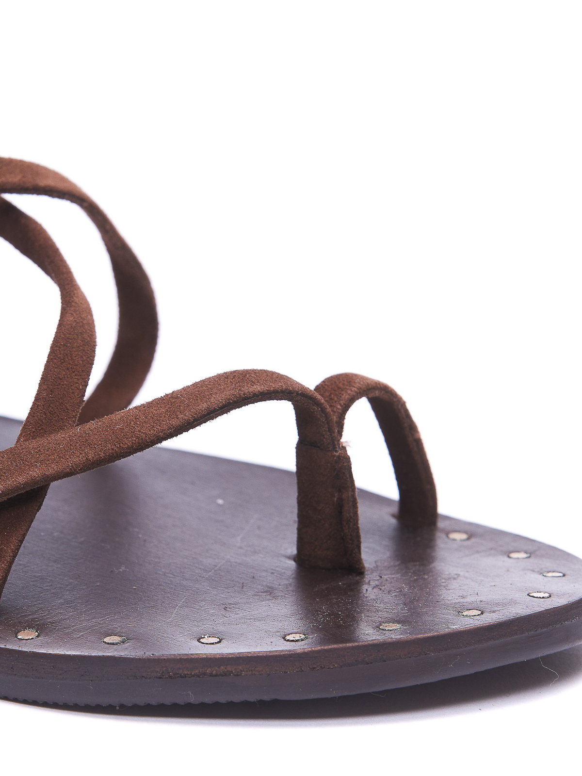 Shop Manebi Tie- Up Leather Sandals In Brown