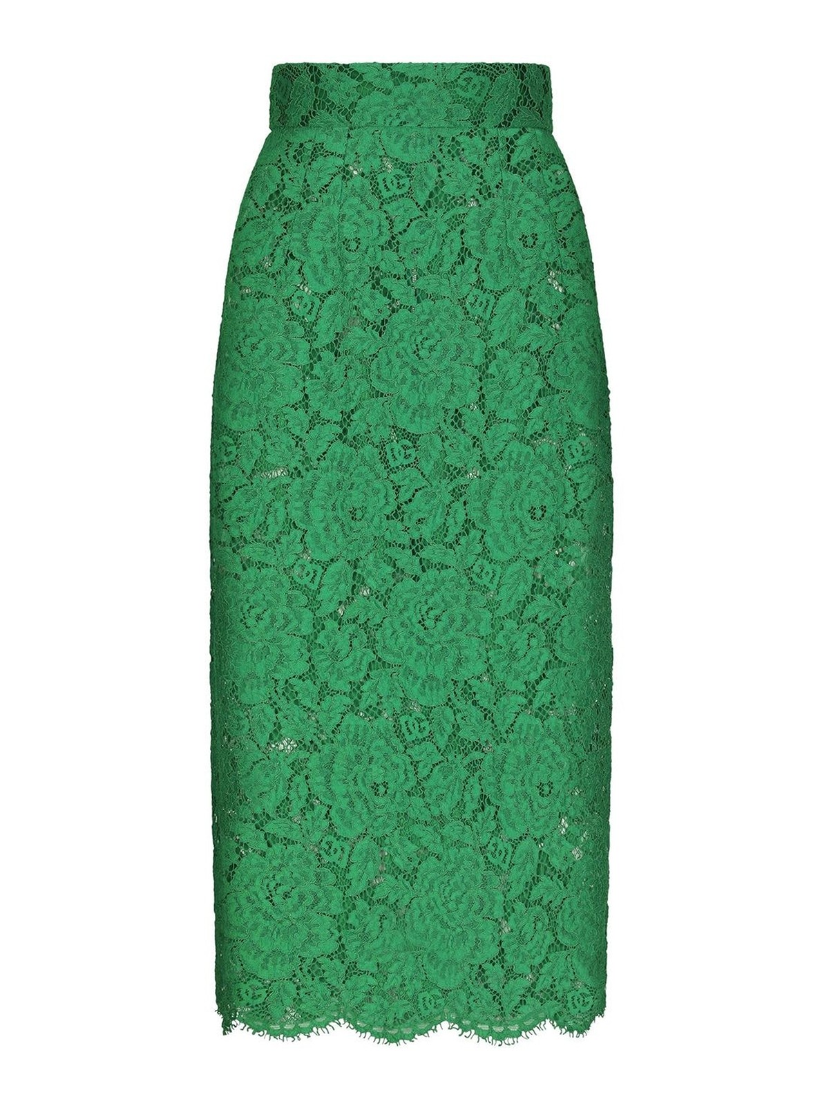 Dolce & Gabbana Corded Lace Midi Skirt In Green