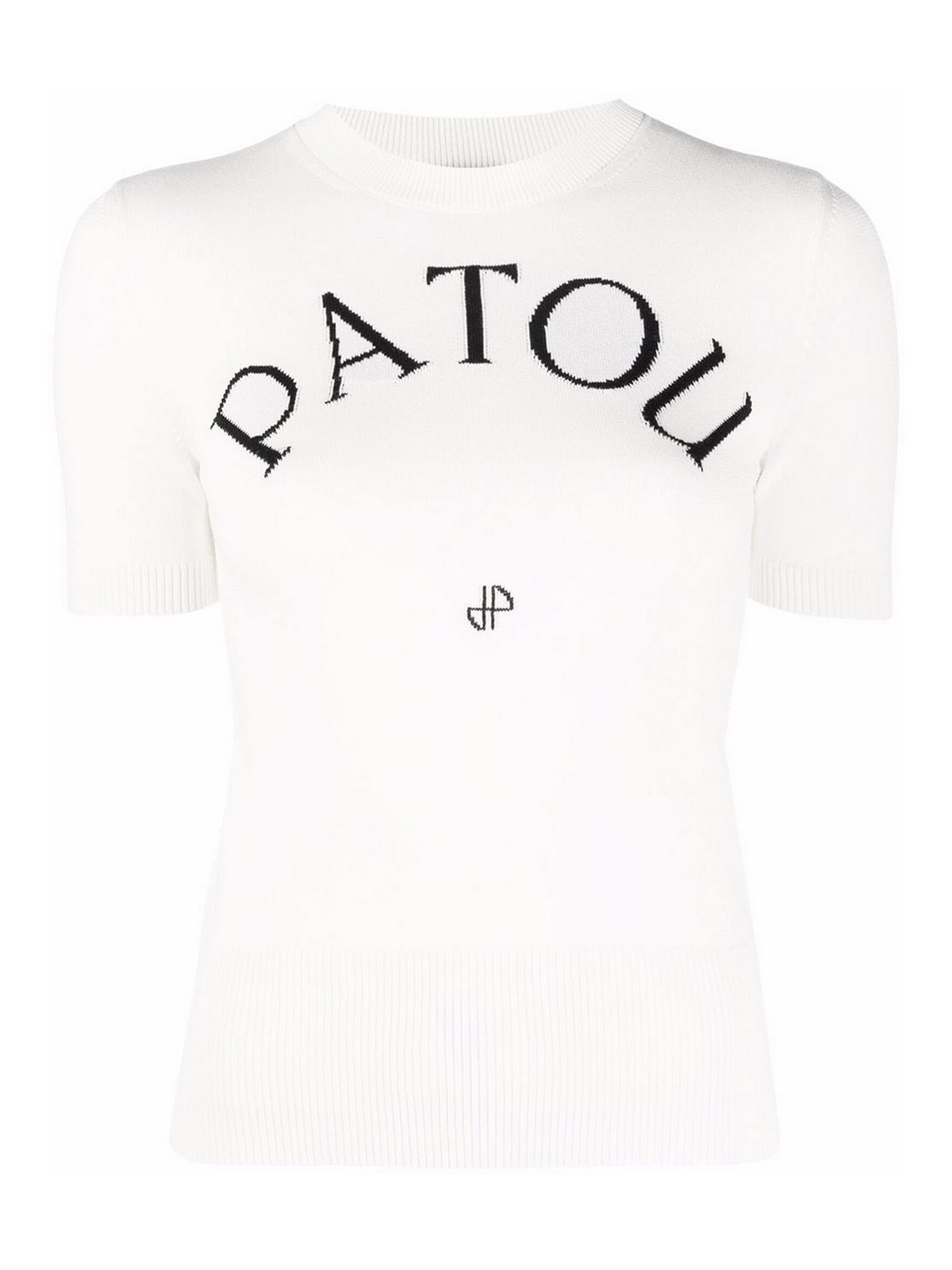 Shop Patou Intarsia-logo Knitted Top In White