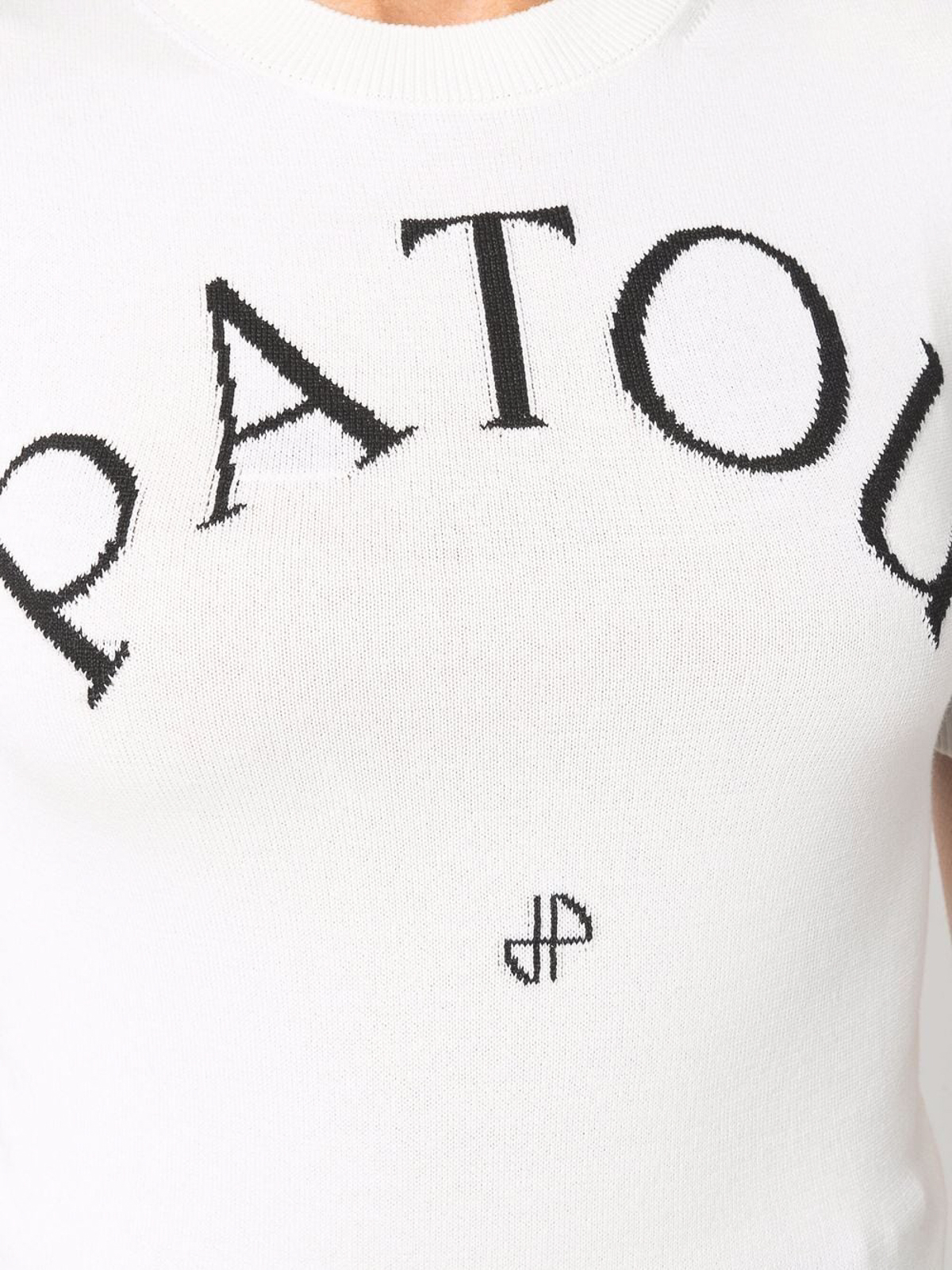 Shop Patou Intarsia-logo Knitted Top In White