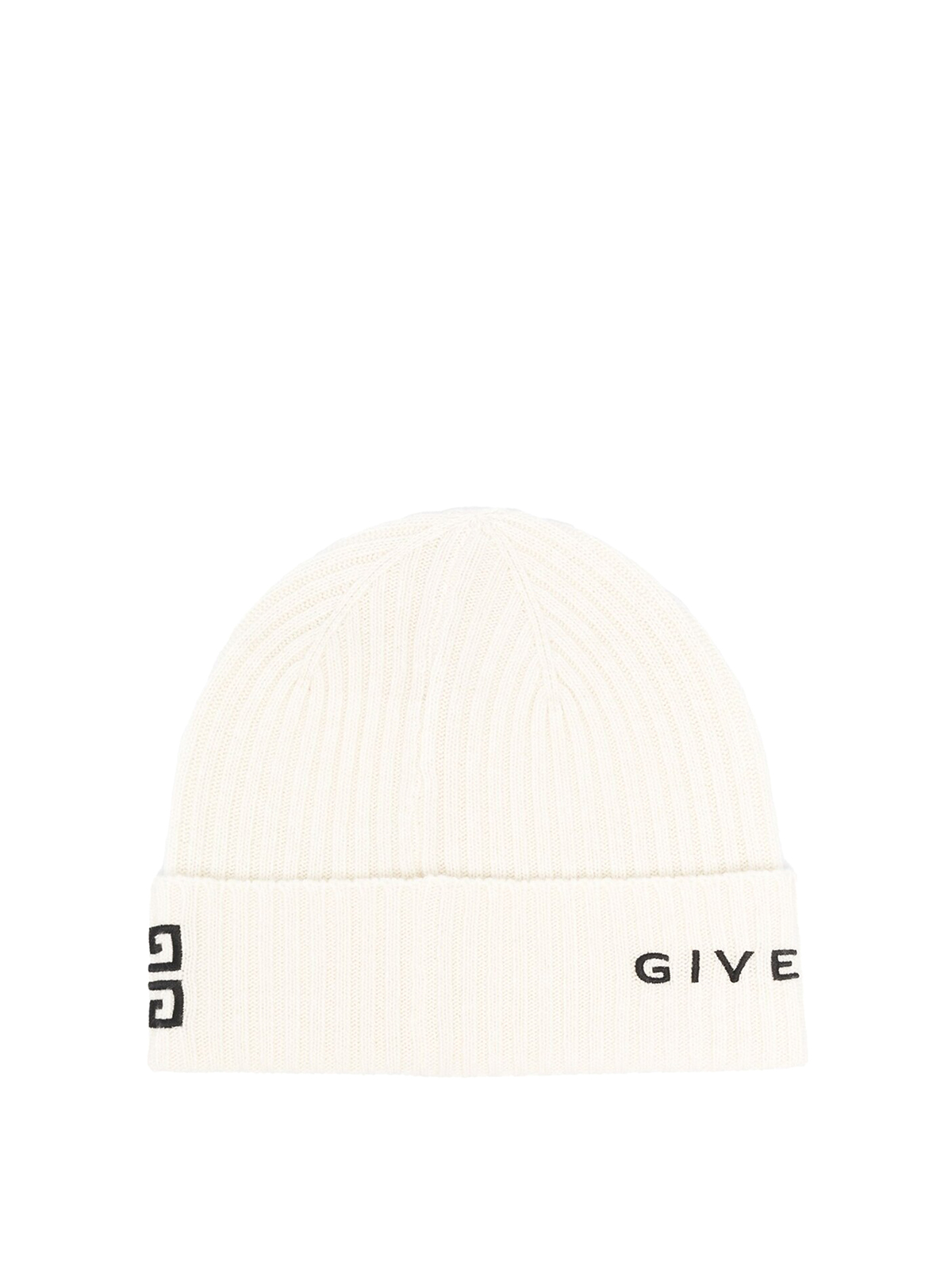 値下げしました！！GIVENCHY ニット帽　クリーム　ホワイト Givenchy Embroidered-logo beanie - White - Men|GVCAPPU700811