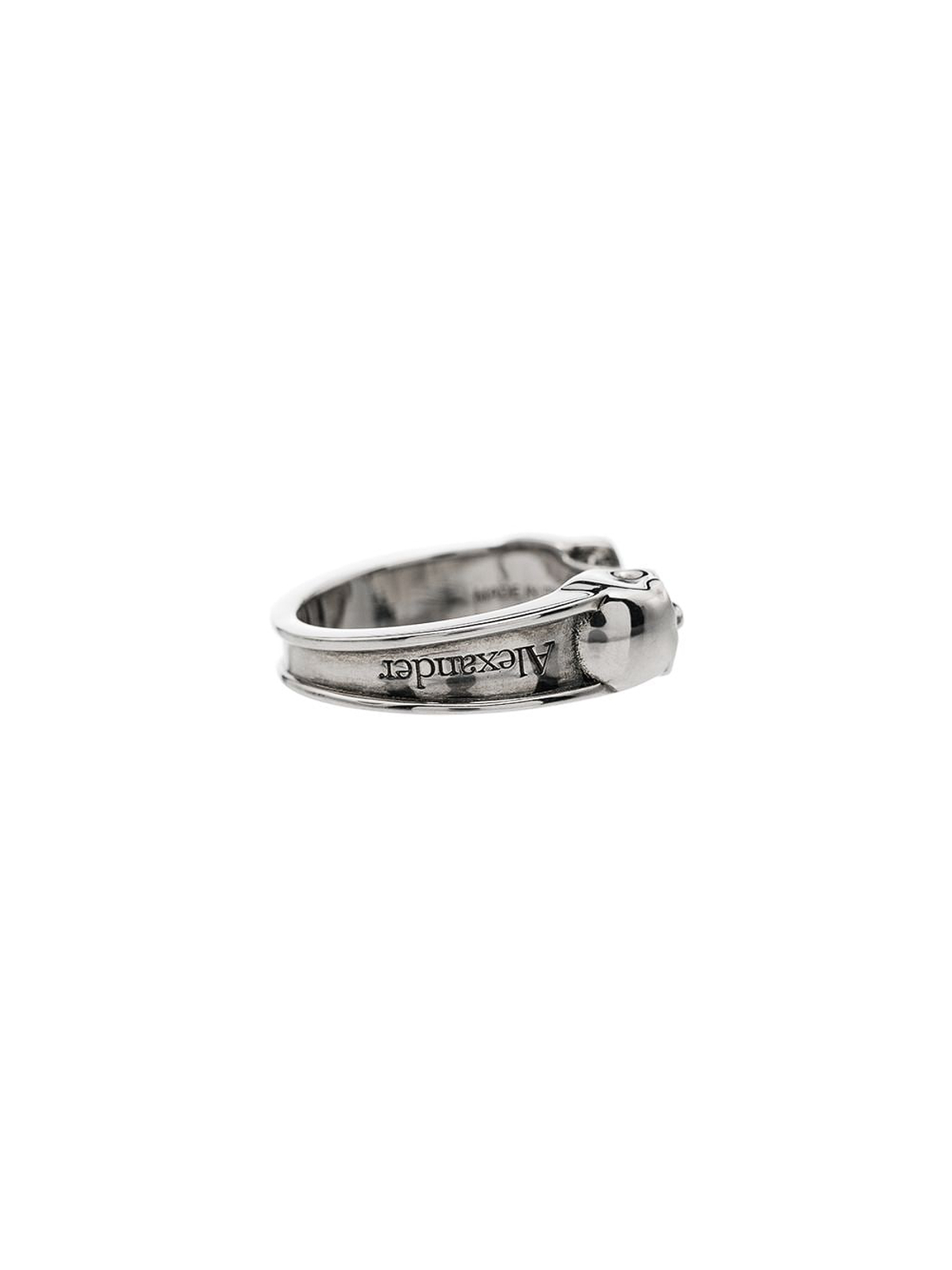 Alexander Mcqueen Twin skull ring - Silver|8036784J160Y0446
