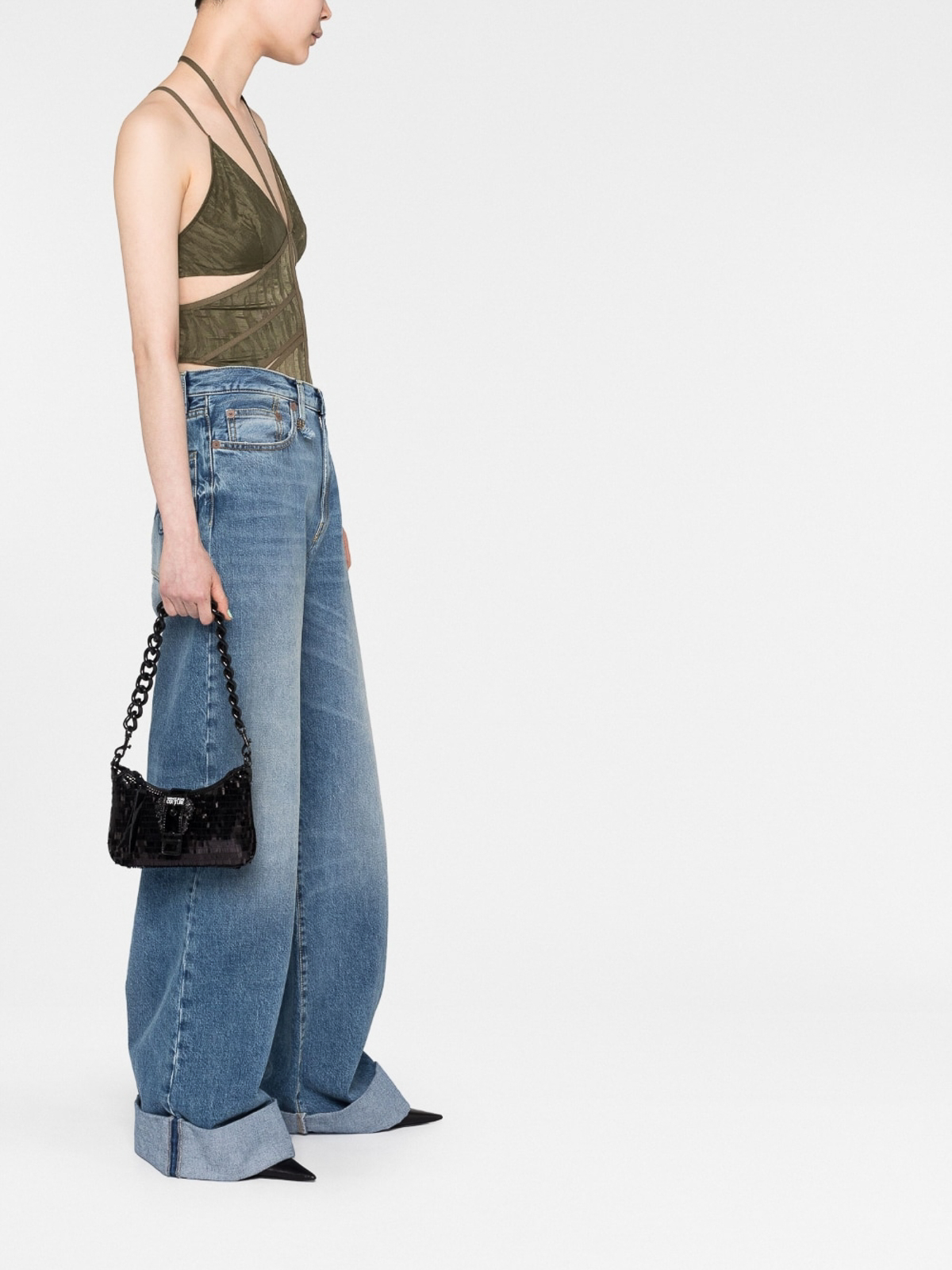 logo-plaque shoulder bag, Versace Jeans Couture
